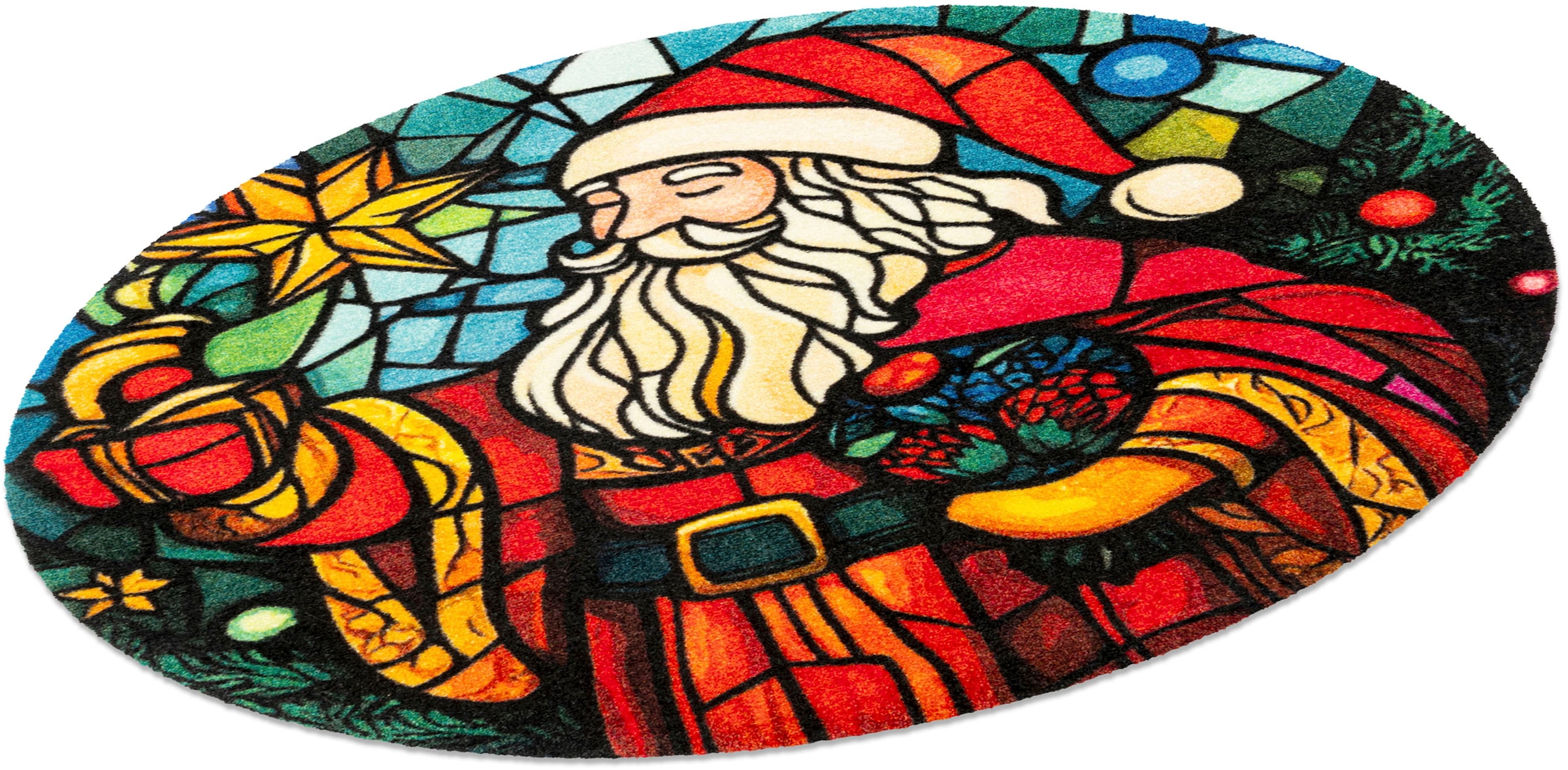 wash+dry by Kleen-Tex Fußmatte »Stainglass Santa«, rechteckig, 9 mm Höhe, waschbar und trocknergeeignet