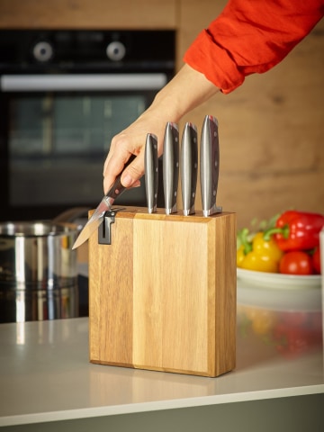 ECHTWERK Messerblock, 6 Inkl. tlg., Akazienholz, Messerschärfer BAUR Integriertem | aus Küchenmesser-Set
