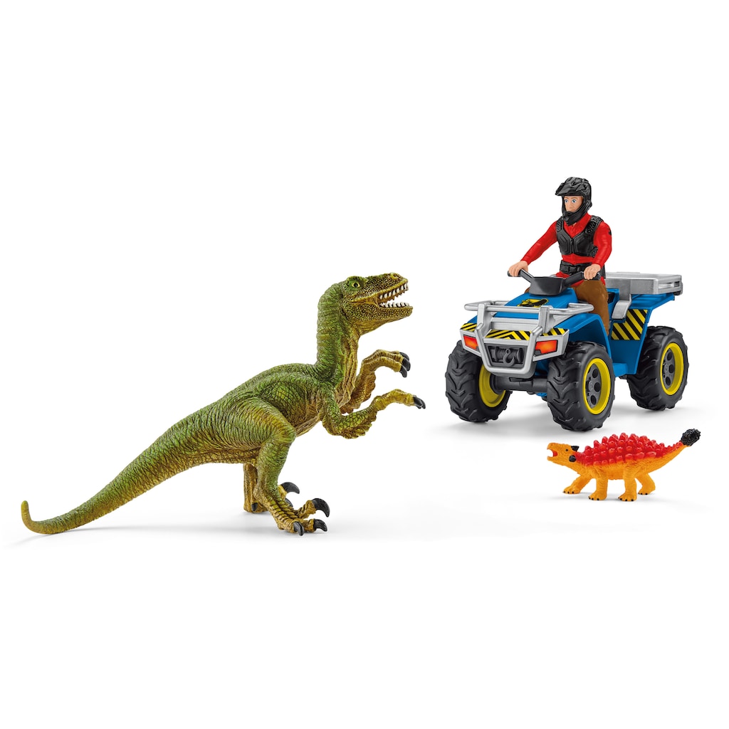 Schleich® Spielzeug-Quad »DINOSAURS, Flucht auf Quad vor Velociraptor (41466)«, (Set)