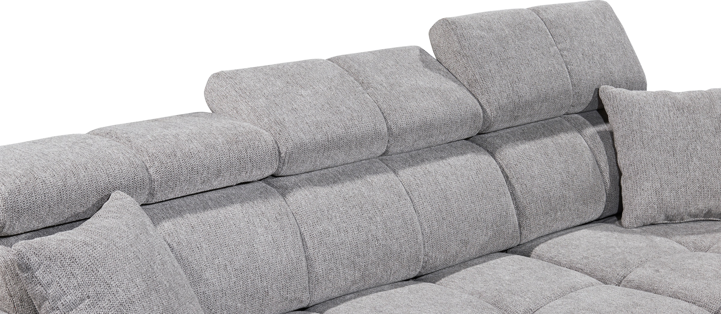 ED EXCITING DESIGN Ecksofa »Sydney L-Form mit Bettfunktion, Bettkasten, Kopfteilverstellung«, motorischer Sitztiefenverstellung, USB-Port & 2 Zierkissen