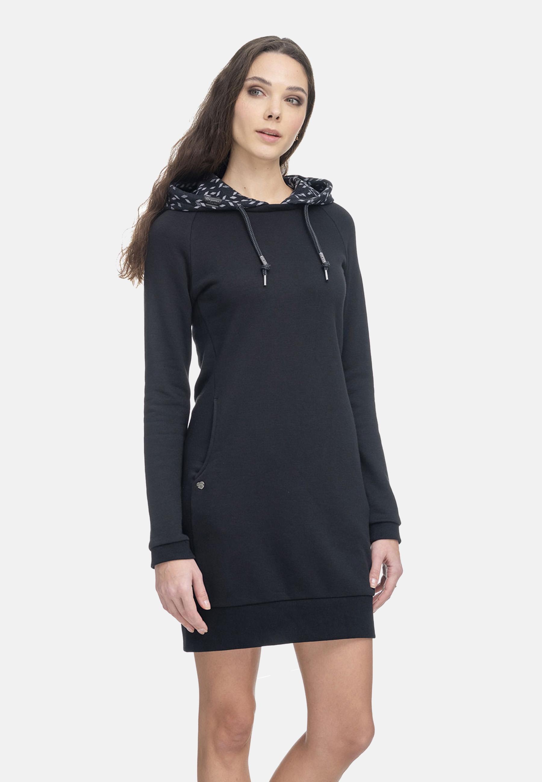 Kleid Ragwear »Bess«, Baumwoll Langärmliges Druckkleid | mit Printmuster- Kapuze BAUR kaufen
