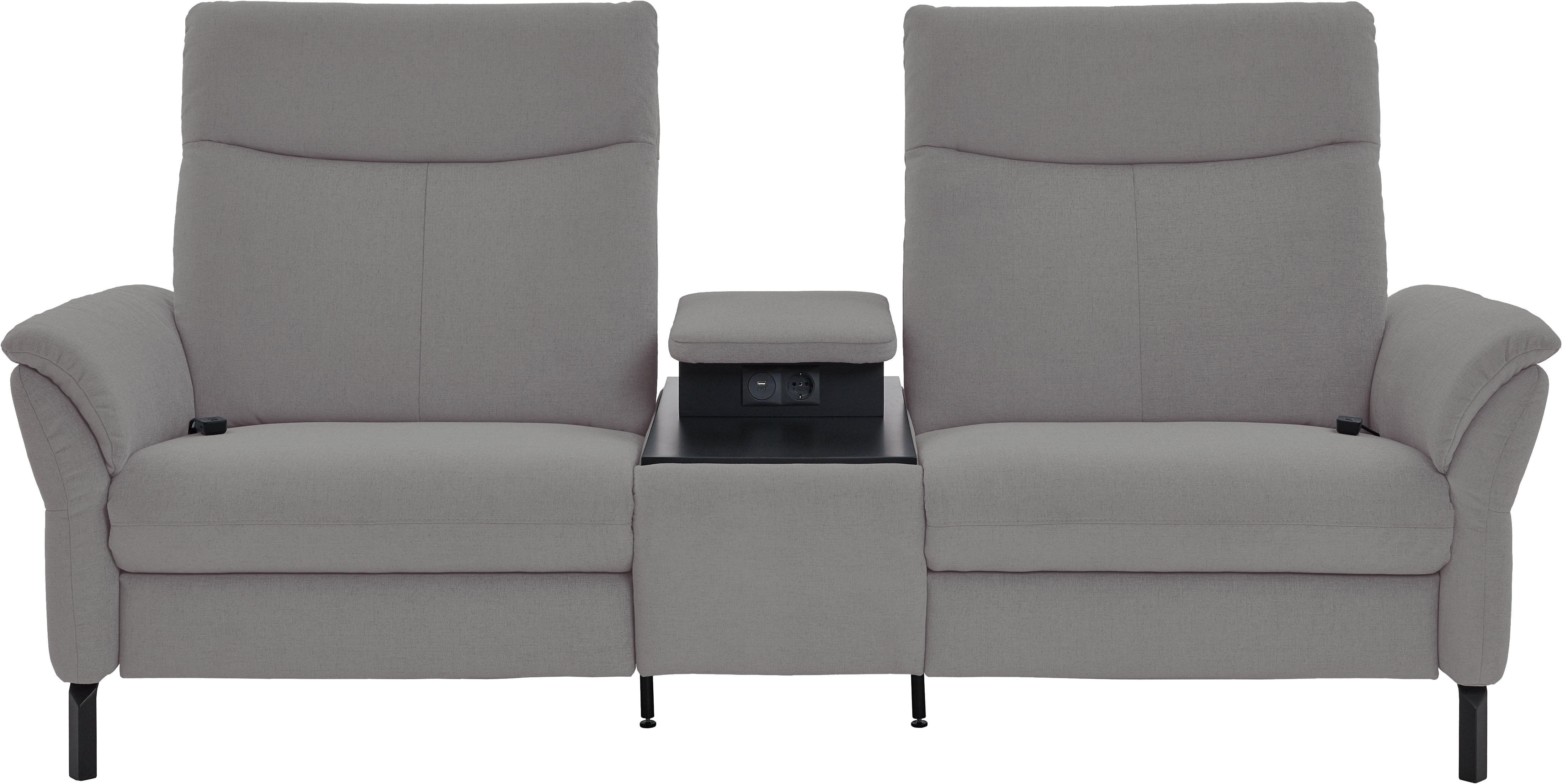 Home affaire 2-Sitzer "Sisto, inklusive 2x Relaxfunktion motorisch mit Herz-Waage-Beschlag" Zwischenelement mit Tisch, Steckdose & USB-Ladestation