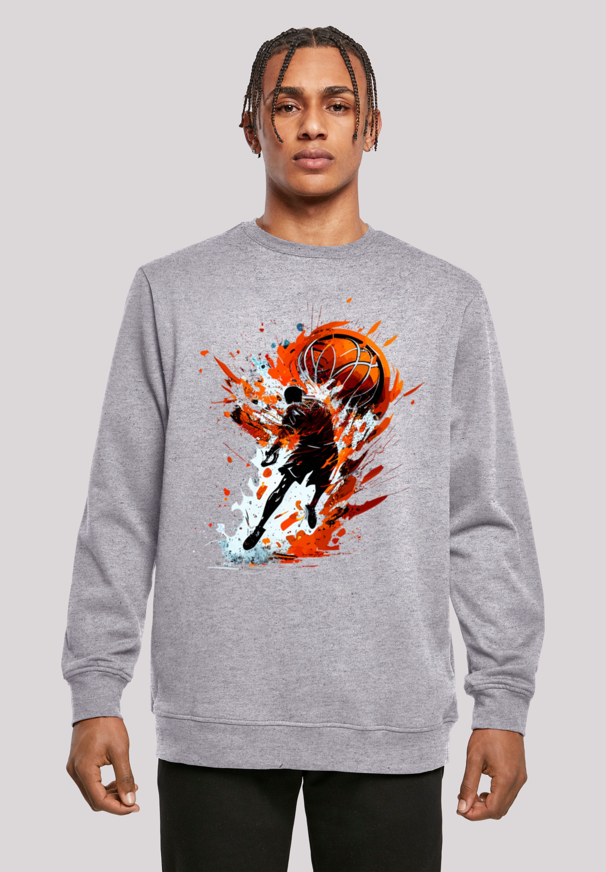 F4NT4STIC Kapuzenpullover "Basketball Splash Orange Sport CREW", Print