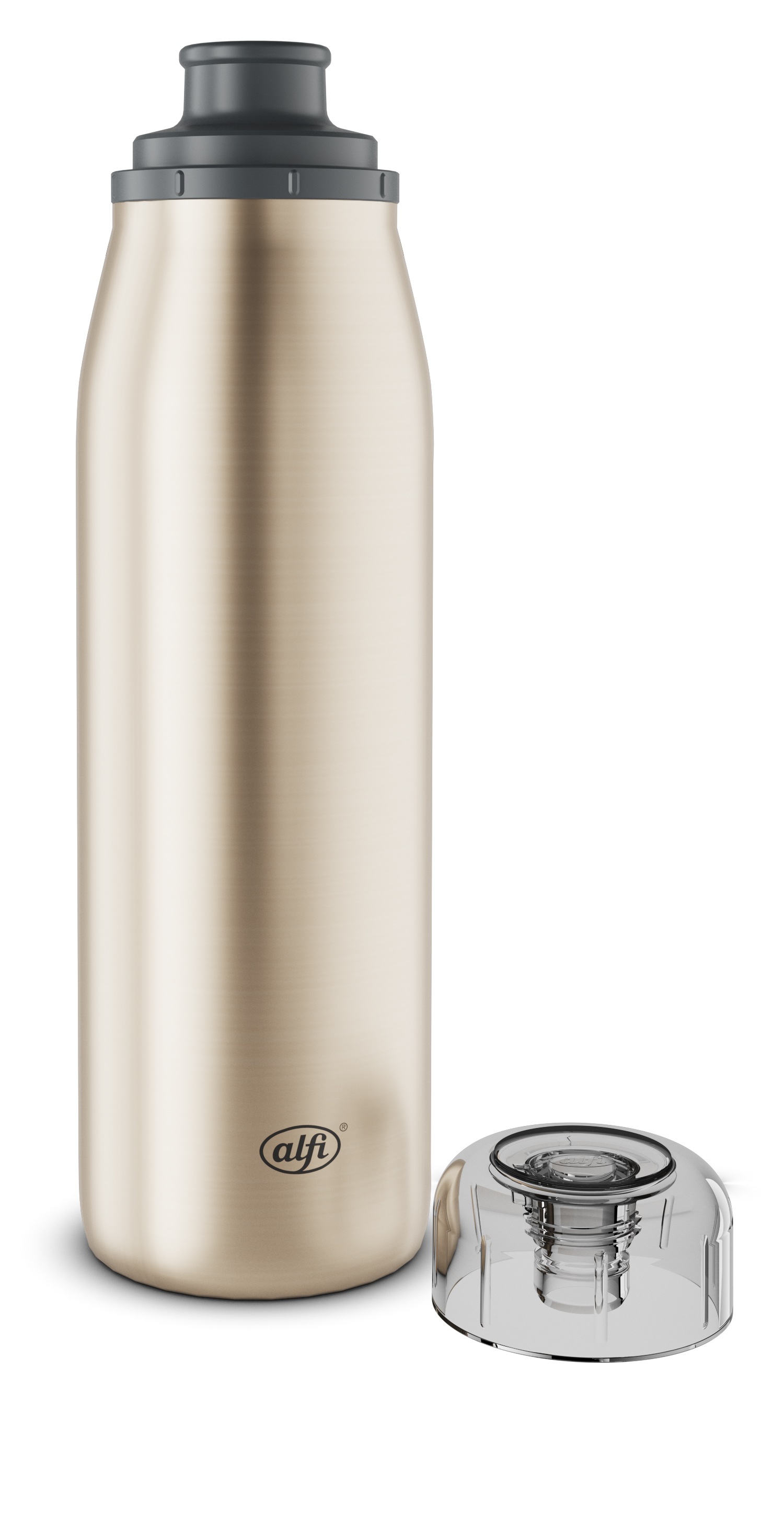Alfi Isolierflasche »ISO BOTTLE, Edelstahlkörper, spülmaschinenfest«, (1 tlg.), 0,5l, 12h heiß & 24h kalt, Trinköffnung mit konsistentem Trinkfluss