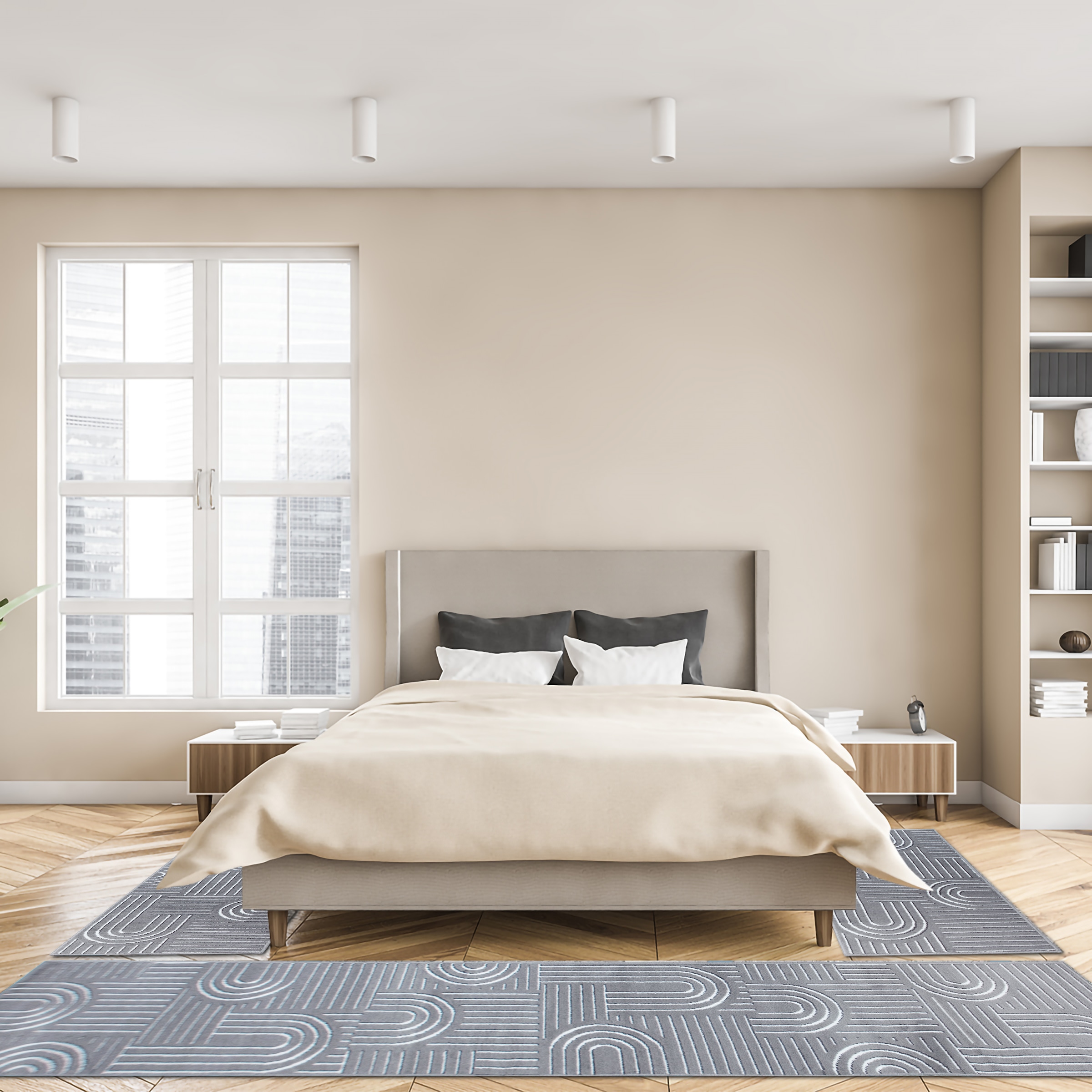 my home Bettumrandung »Lyssandra« Höhe 8 mm 3 tlg. tlg. 3D-Effekt, softer Kurzflor, pflegeleicht, leichter Glanz, Scandi-Look