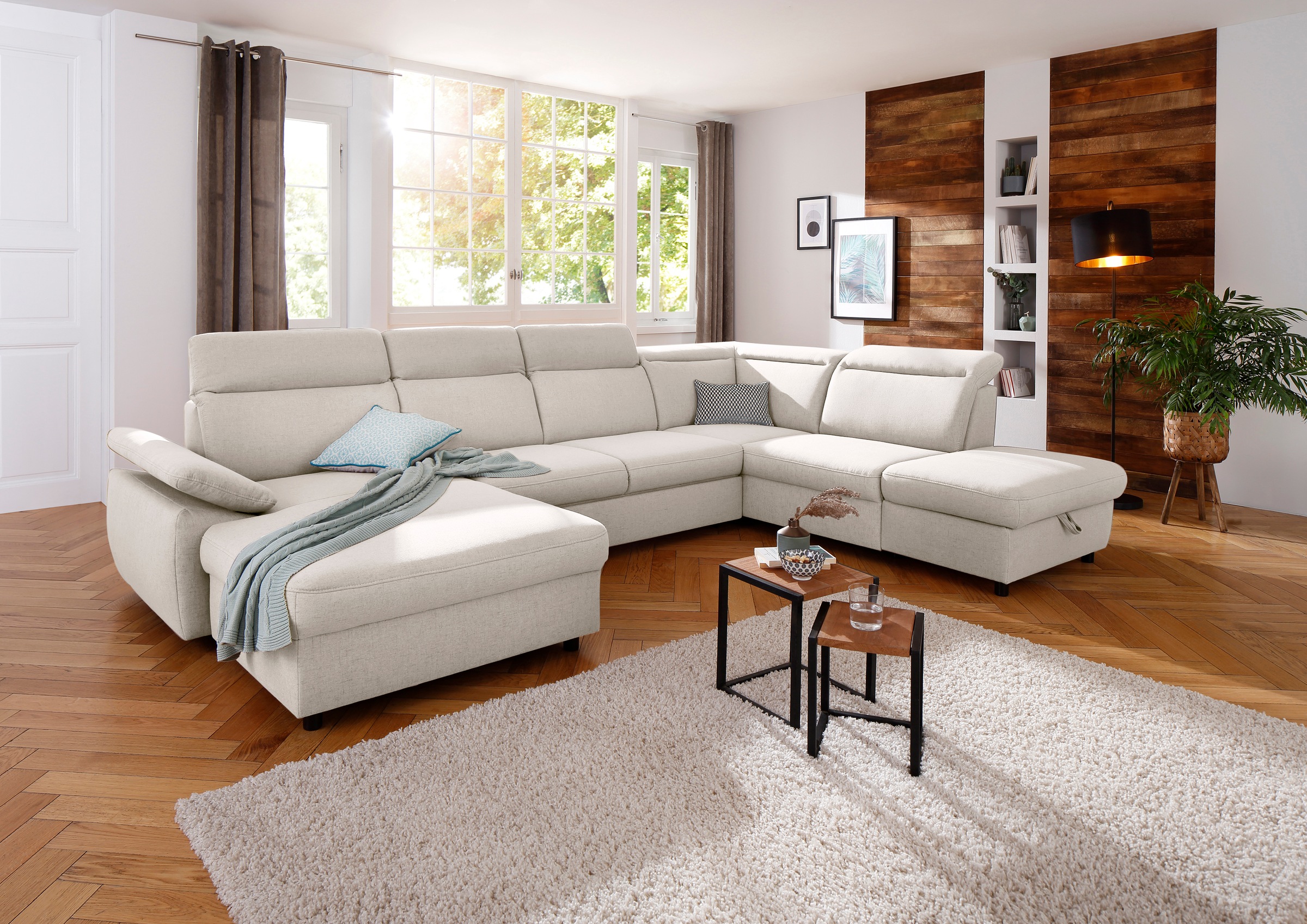 Home affaire Wohnlandschaft "Mauritius U-Form" mit Kopfteil- und Armlehnver günstig online kaufen