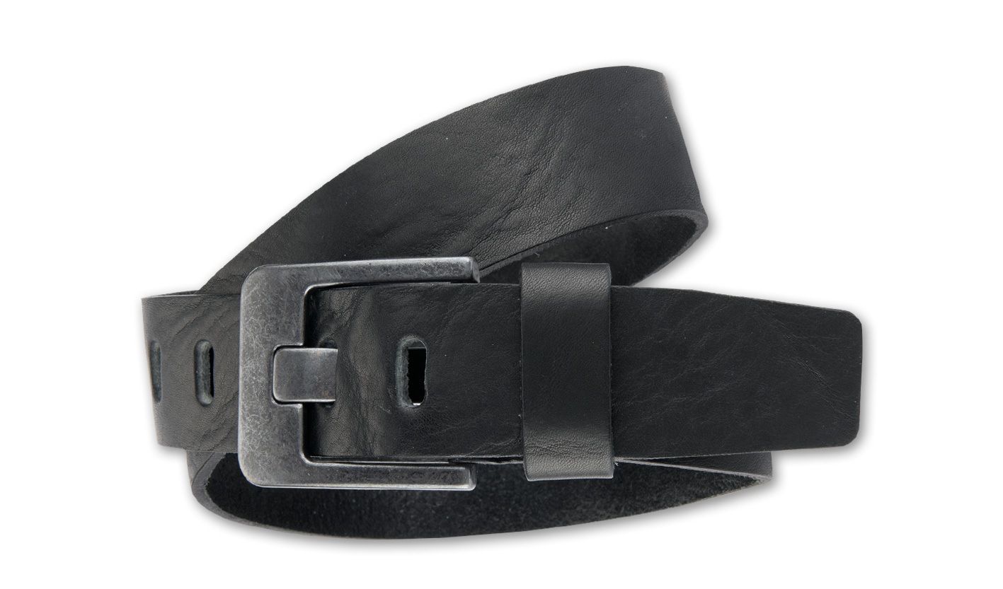 Ledergürtel BERND GÖTZ "Ledergürtel mit markanter dunkler Designschließe", Herren, Gr. 95, schwarz, Rindsleder, Gürtel Ledergürtel