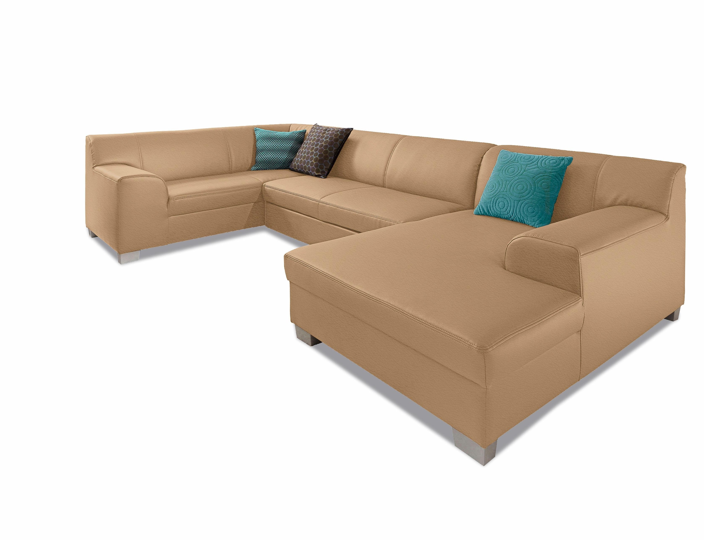 DOMO collection Wohnlandschaft »Amando in vielen Bezugsvarianten, auch in Leder, komfortabel, U-Form«, wahlweise mit Bettfunktion, fester Sitzkomfort, frei im Raum stellbar
