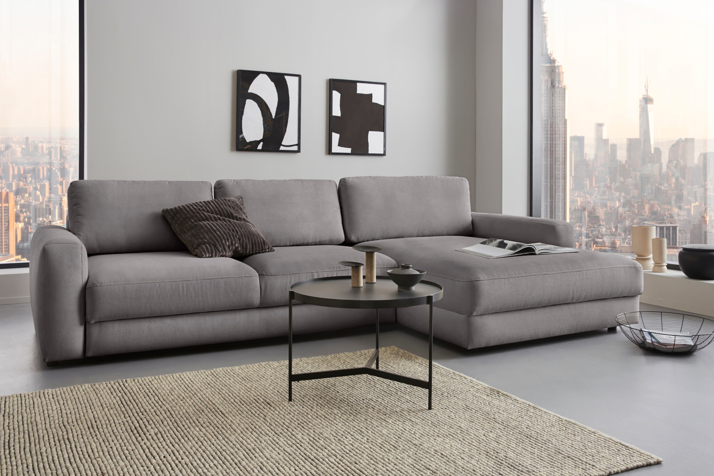 Home affaire Ecksofa "Bloomfield, bequem und elegant, Breite 303cm, L-Form" wahlweise mit Bettfunktion und Bettkasten, Unser Dauertiefpreis