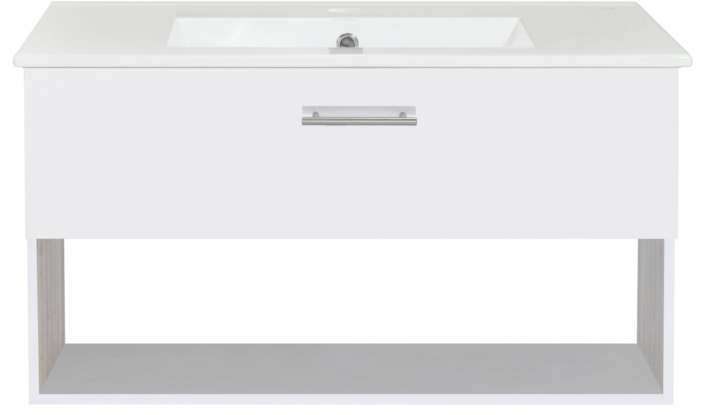 welltime Waschtisch »Trento Light, 60cm, 80cm, 100cm, Keramik-Auflagebecken«, 1 Auzug und 1 offenes Fach