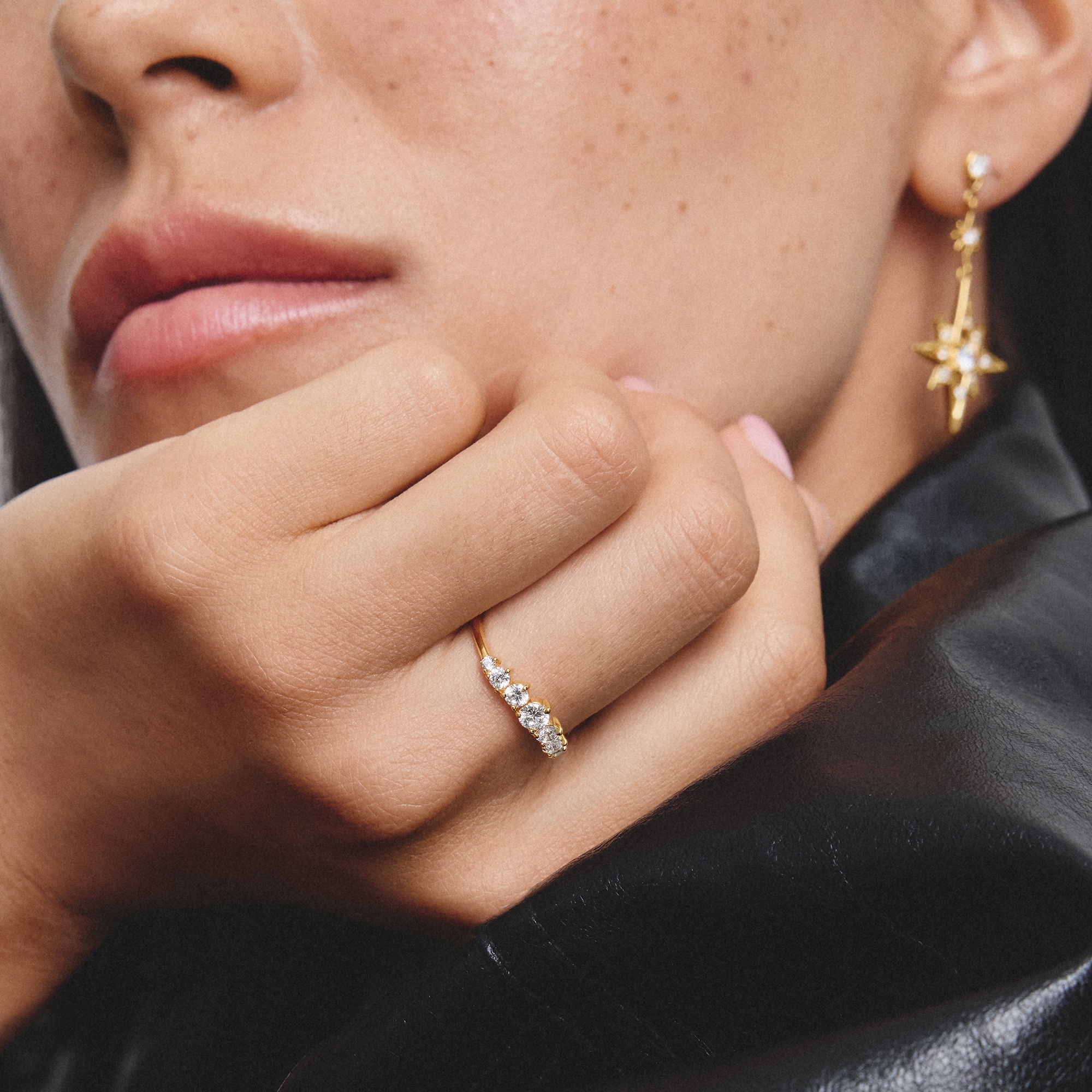 THOMAS SABO Fingerring »Midnight Sky Ring gelbgoldfarben« mit Zirkonia (synth.)