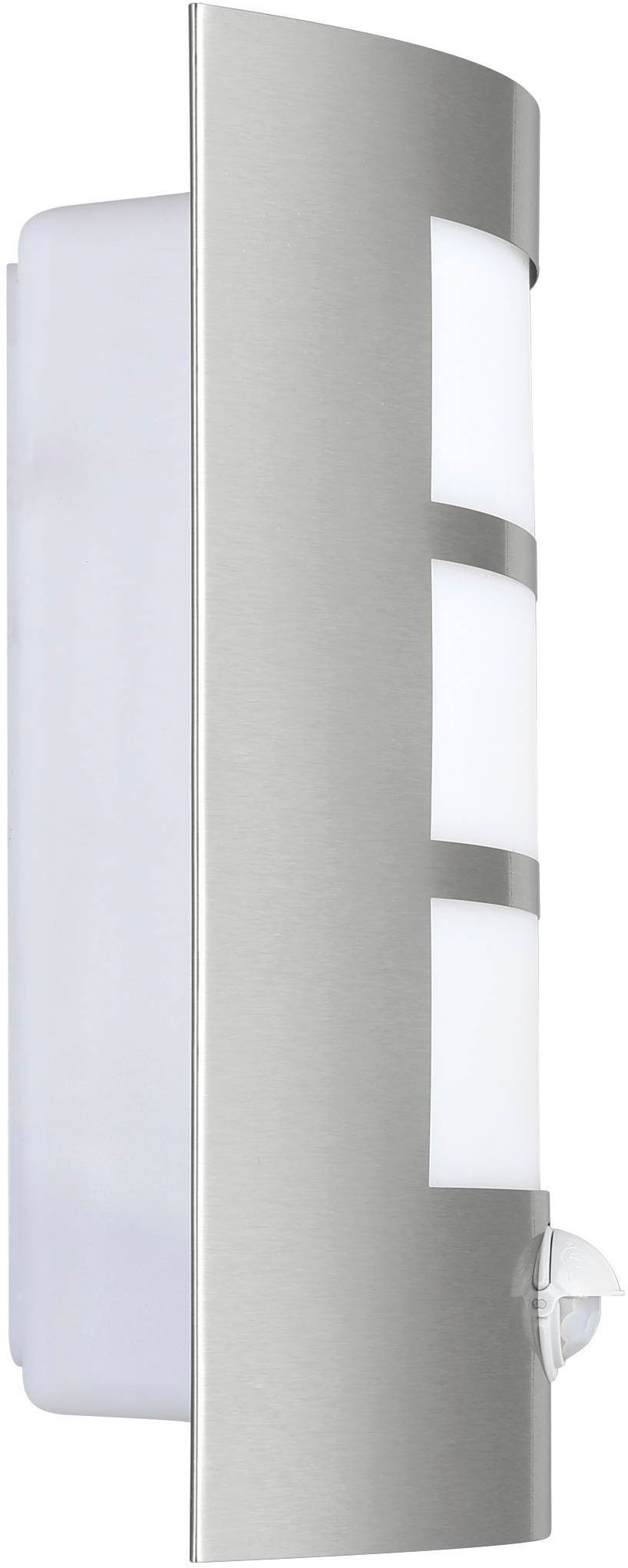 EGLO Wandleuchte »City Wandlampe, Außenlampe, Edelstahl und Kunststoff, E27, IP44, Lampe« E27 1 Stk. Wand-/Deckenleuchte - L23,5 x H26 x AL9 cm - edelstahl - 1X60W exkl.