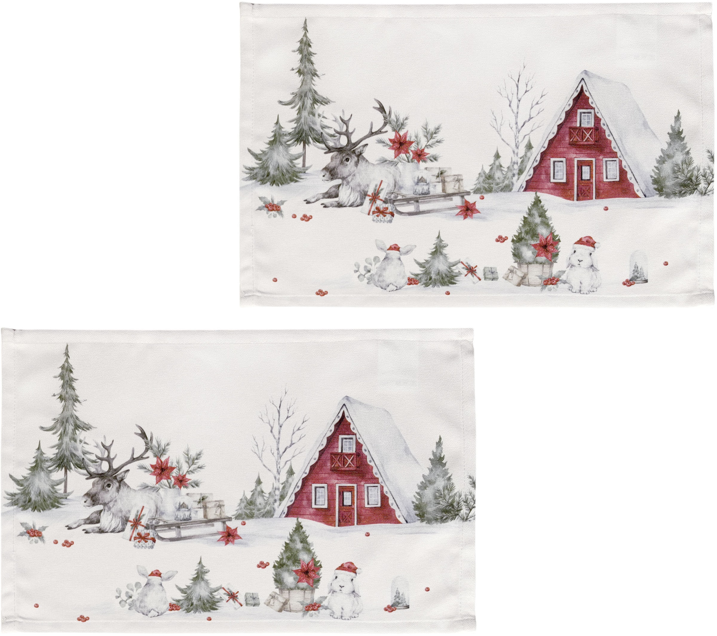 my home Platzset "Lealux" 2er Set, Weihnachtlich, bedruckt, weiche Haptik, günstig online kaufen