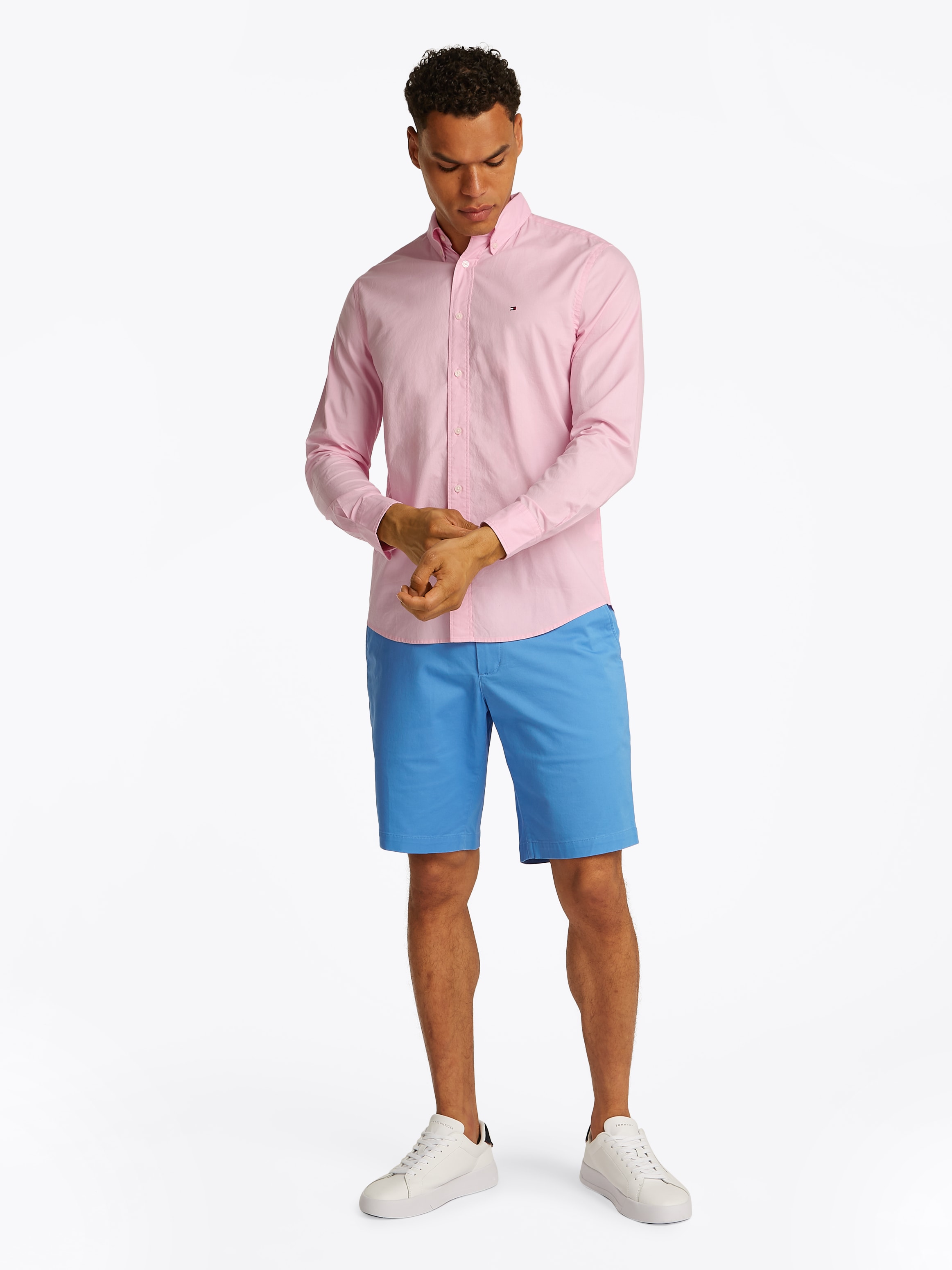 Tommy Hilfiger Businesshemd »FLEX POPLIN SOLID RF SHIRT 1«, mit Logostickerei