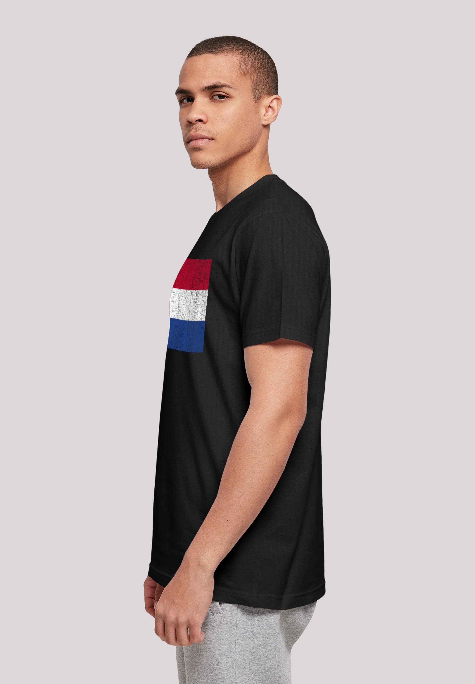 F4NT4STIC T-Shirt »Niederlande Holland Flagge distressed«, Print