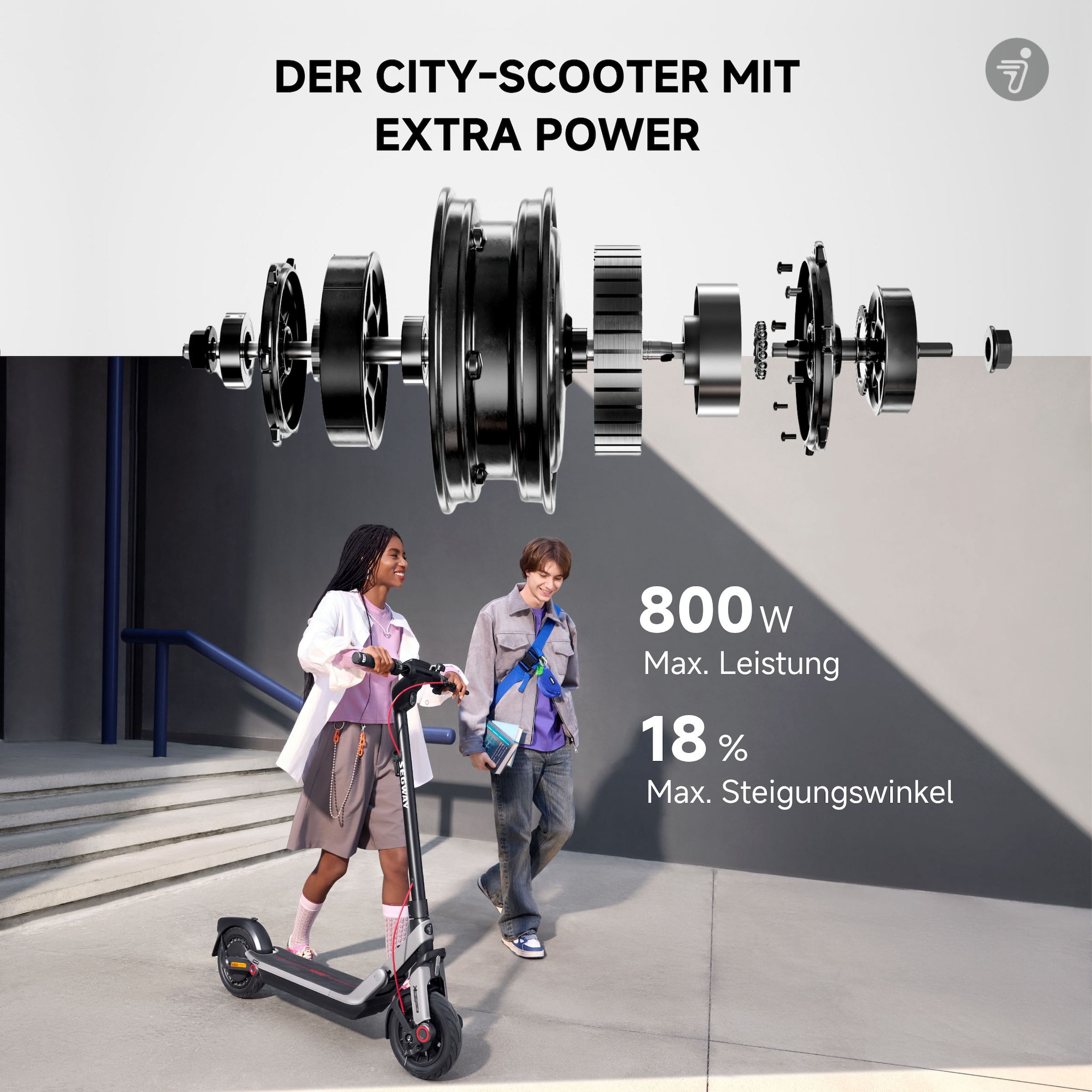 Segway E-Scooter »E3 D«, Schlauchlose selbstabdichtende Reifen