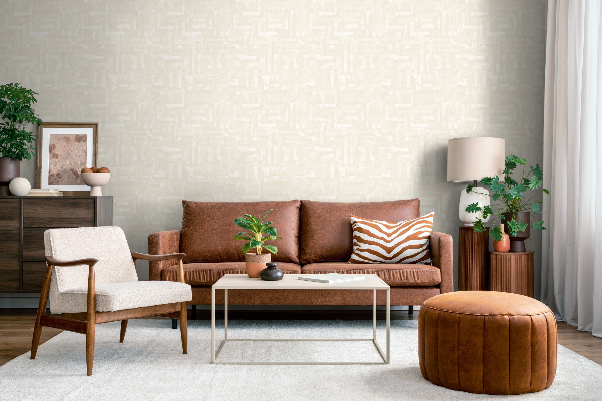 living walls Vliestapete "Strukturtapete Leinen diverse Farben Geometrisch" Leinenoptik strukturiert