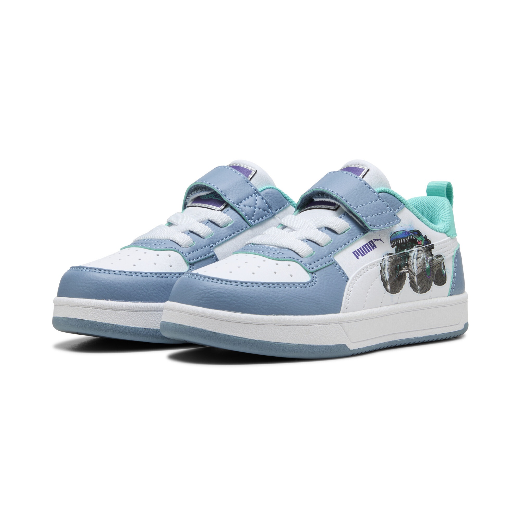 PUMA Kinder Sneaker "PUMA x HOT WHEELS MONSTER TRUCKS Caven 2.0 Sneakers Kinder", Gr. 31cool blau weiß aquatic grün, Obermaterial: Synthetik,