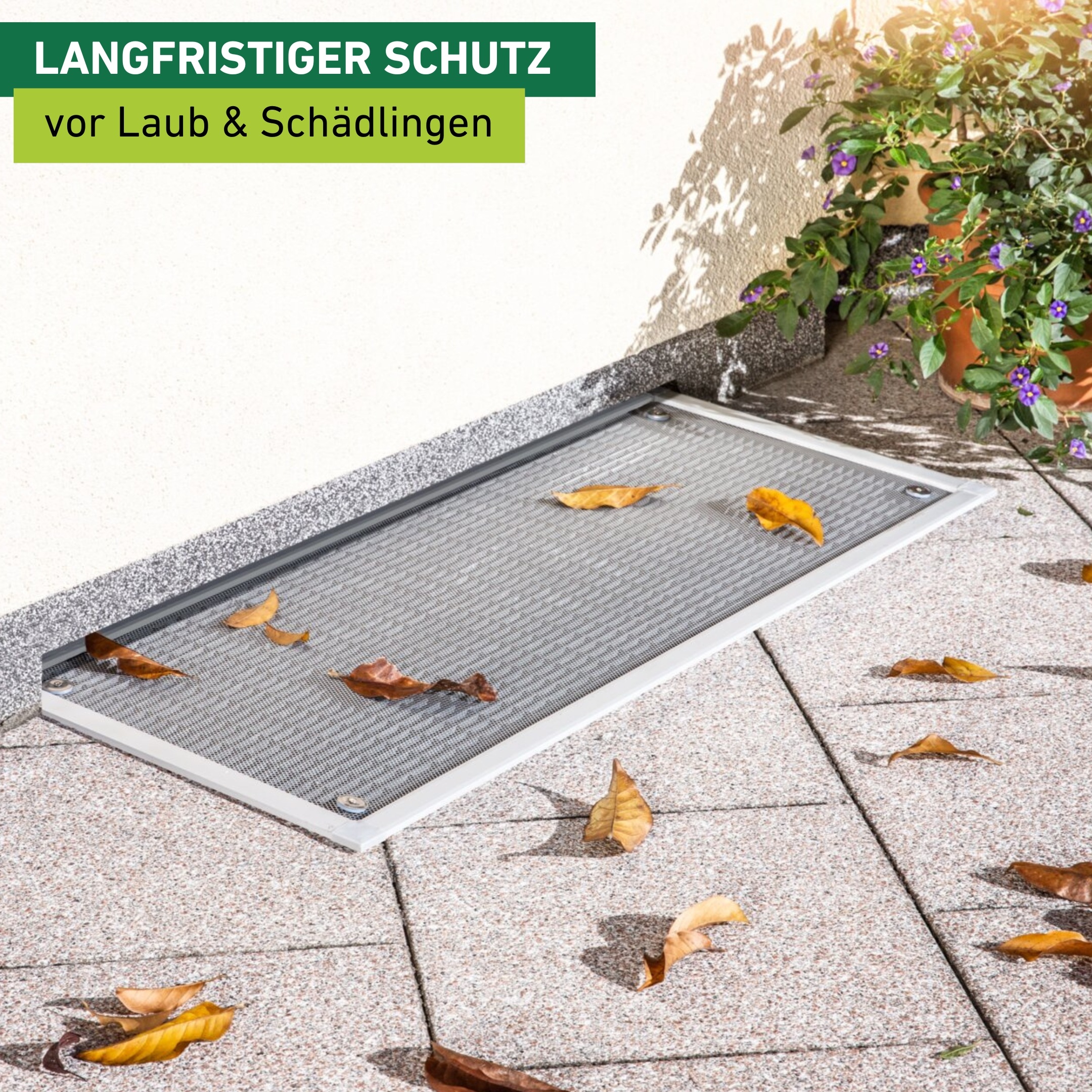 Windhager Lichtschachtabdeckung »zuverlässiger Schutz vor Laub, Schädlingen, Kellerschacht Abdeckung« 1 Stk. tlg. individuell kürzbar, Rahmen und Gewebe aus Aluminium, 44 x 106 cm