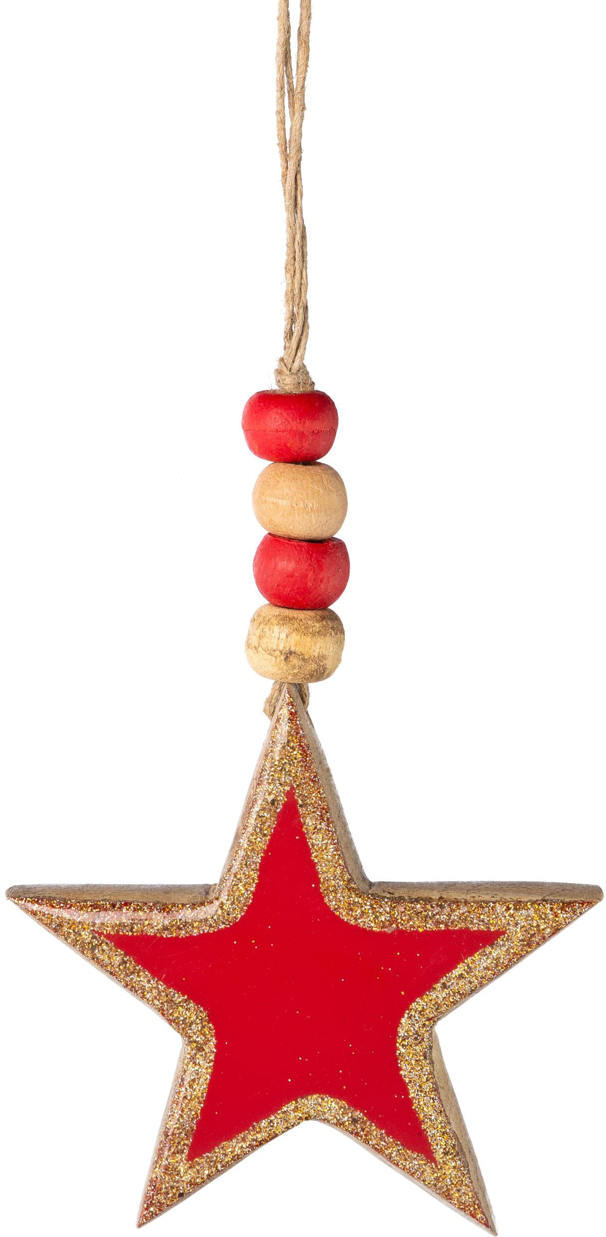 Creativ deco Dekostern »Weihnachtsstern, Weihnachtsdeko rot, Christbaumschmuck«, (6 St.), mit Metallic-Kante