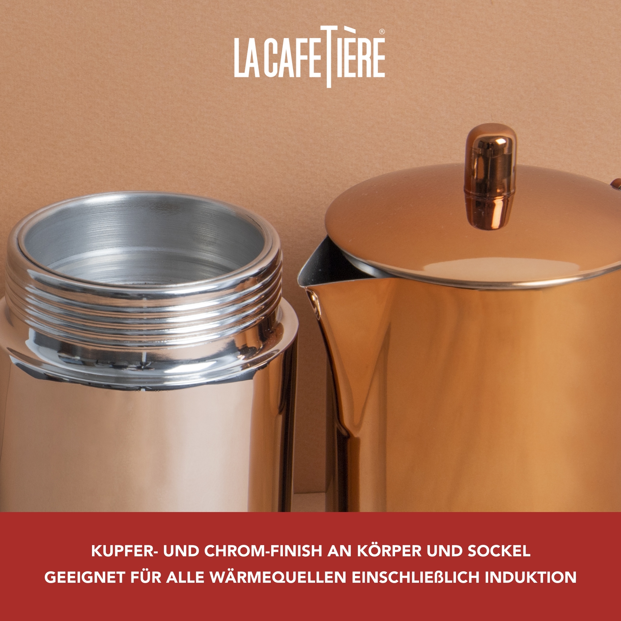 La Cafetière Espressokocher »La Cafetière«, 600 l Kaffeekanne, aus hochwertigem, rostfreiem Edelstahl mit induktionsgeeignetem Boden