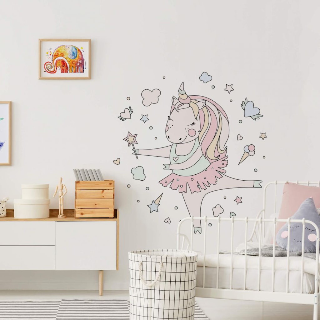 Wall-Art Wandtattoo »Ballerina Einhorn Pferde Deko«, (1 St.)