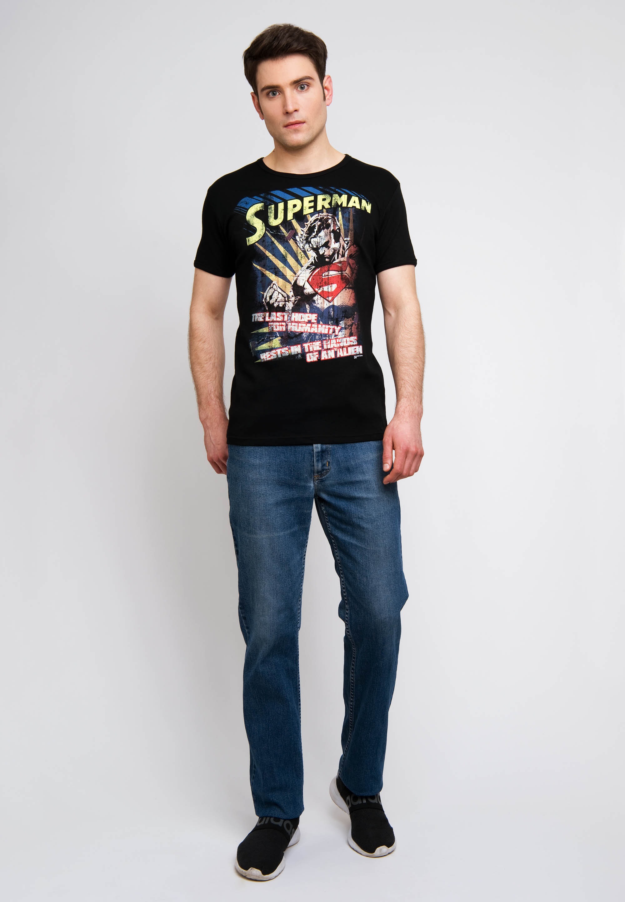 LOGOSHIRT T-Shirt »Superman«, mit coolem Retro-Motiv