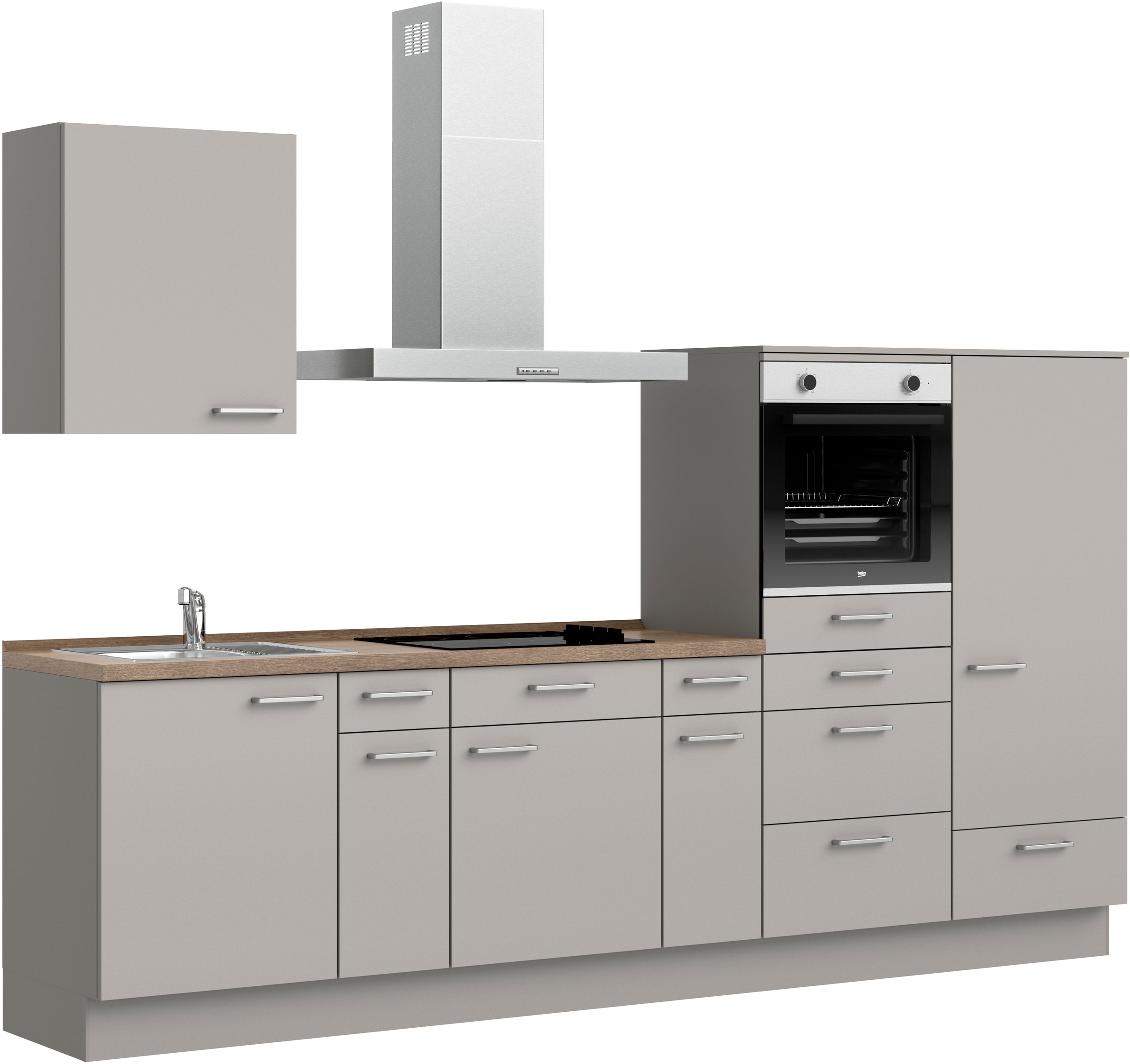 nobilia® Küchenzeile »"Touch I"« vormontiert, Ausrichtung wählbar, Breite 300 cm, wahlw. mit E-Geräten