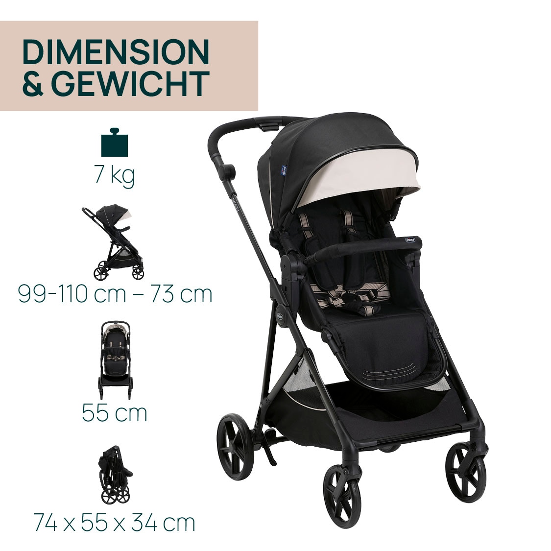 Chicco Kinder-Buggy »Seety Etna Black«, 22 kg