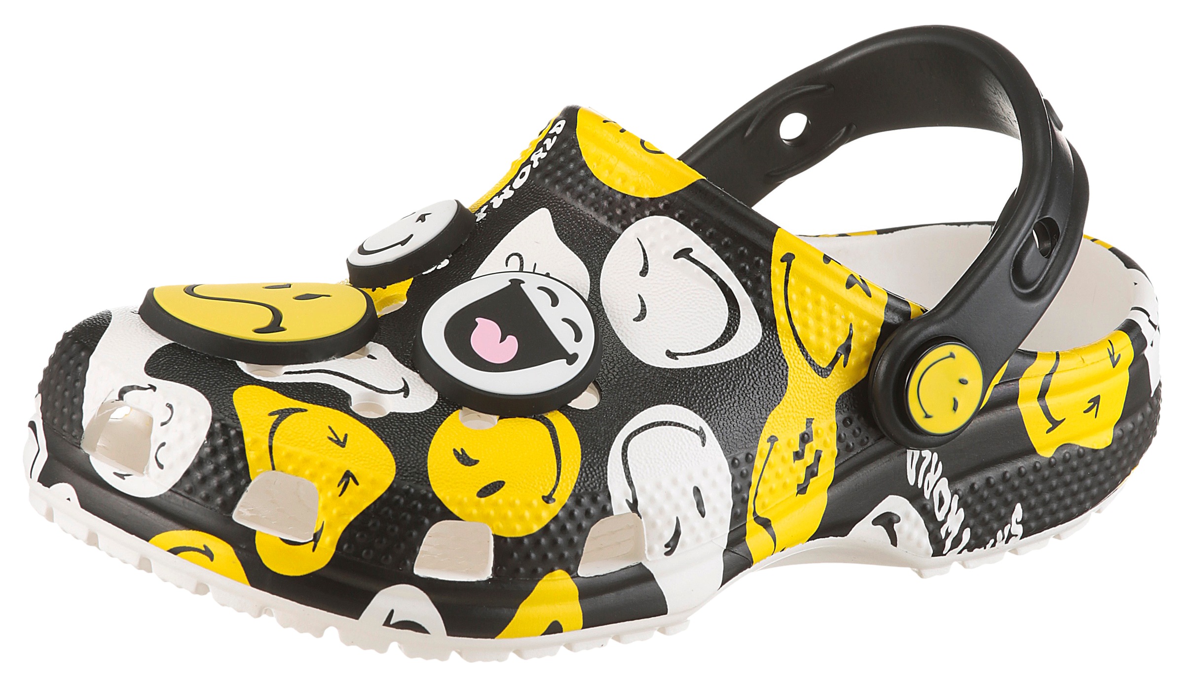 CROCS Kinder Clog "Smiley Classic Clog", Gr. 36multifarben, Croslite , Schuhe, Hausschuh, Homeslipper mit allover Muster