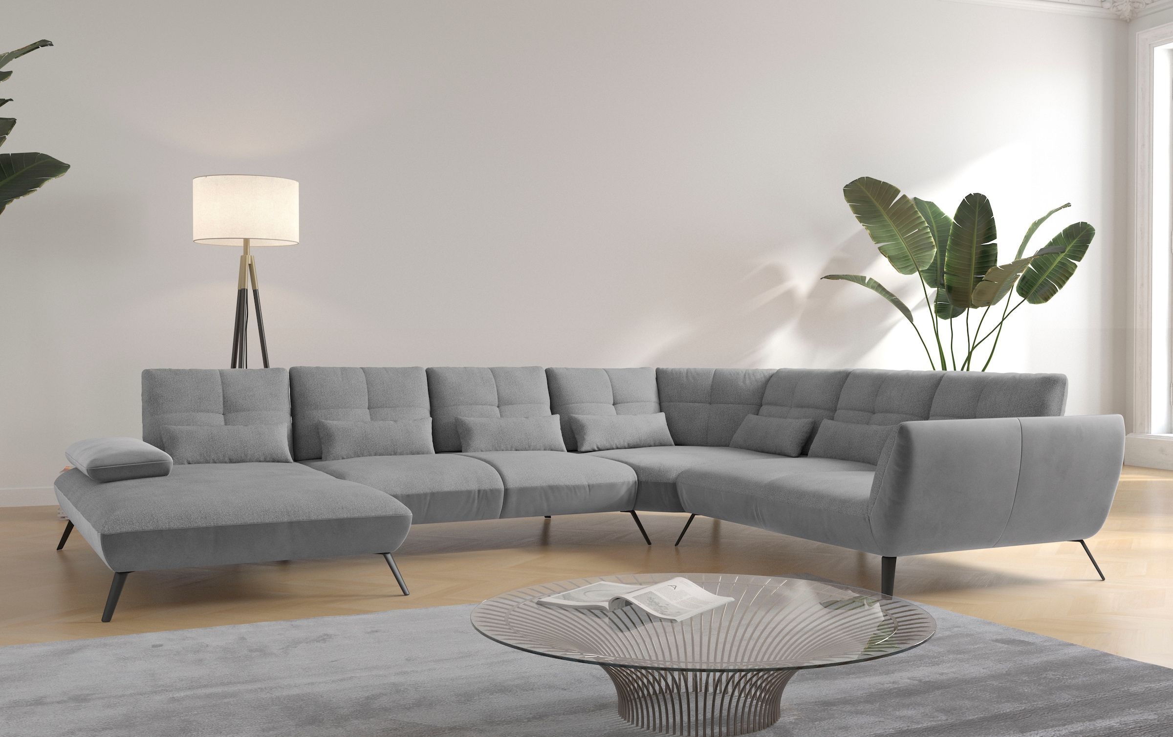 OTTO home Wohnlandschaft "Mikado U-Form" inkl. Sitztiefenverstellung und Armteilverstellung