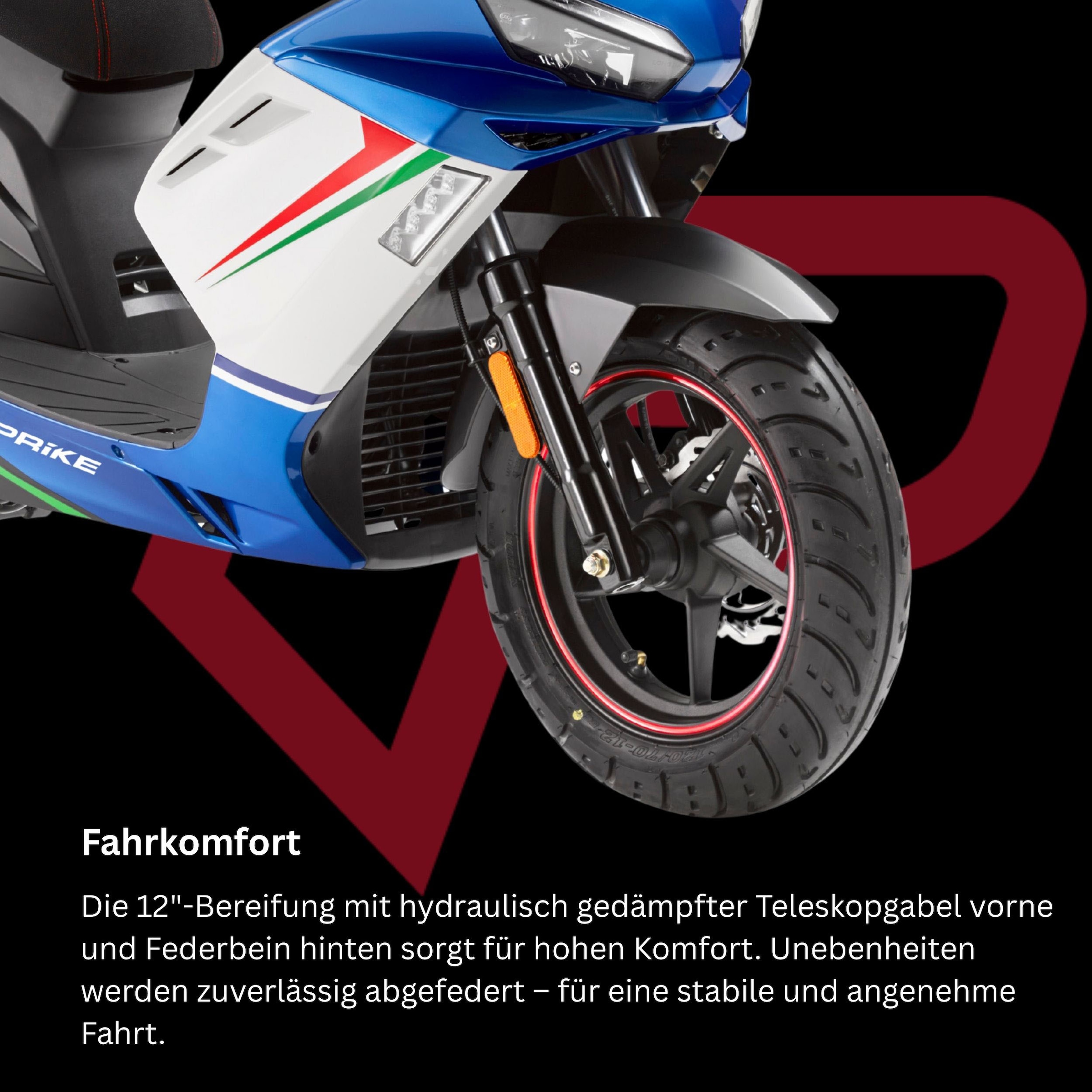 PRIKE Motorroller »PRIKE P19 50 Sport, E5 (45km/h)«, 50 cm³, 45 km/h, Euro 5, 3,1 PS