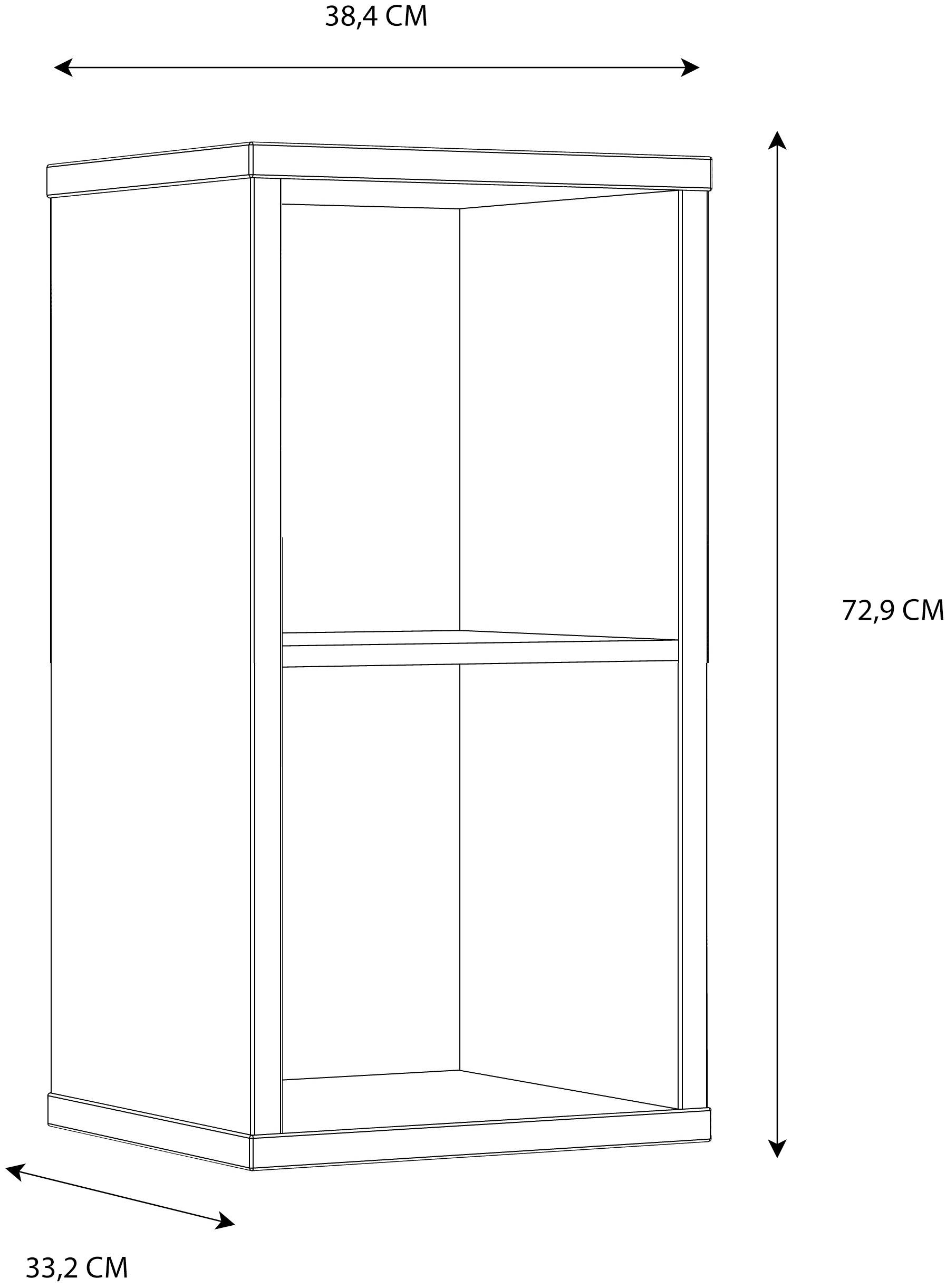 FORTE Standregal, Regal mit 2 Fächern, B/H/T 38,2x72,9x32,9 cm, langlebige Beschichtung