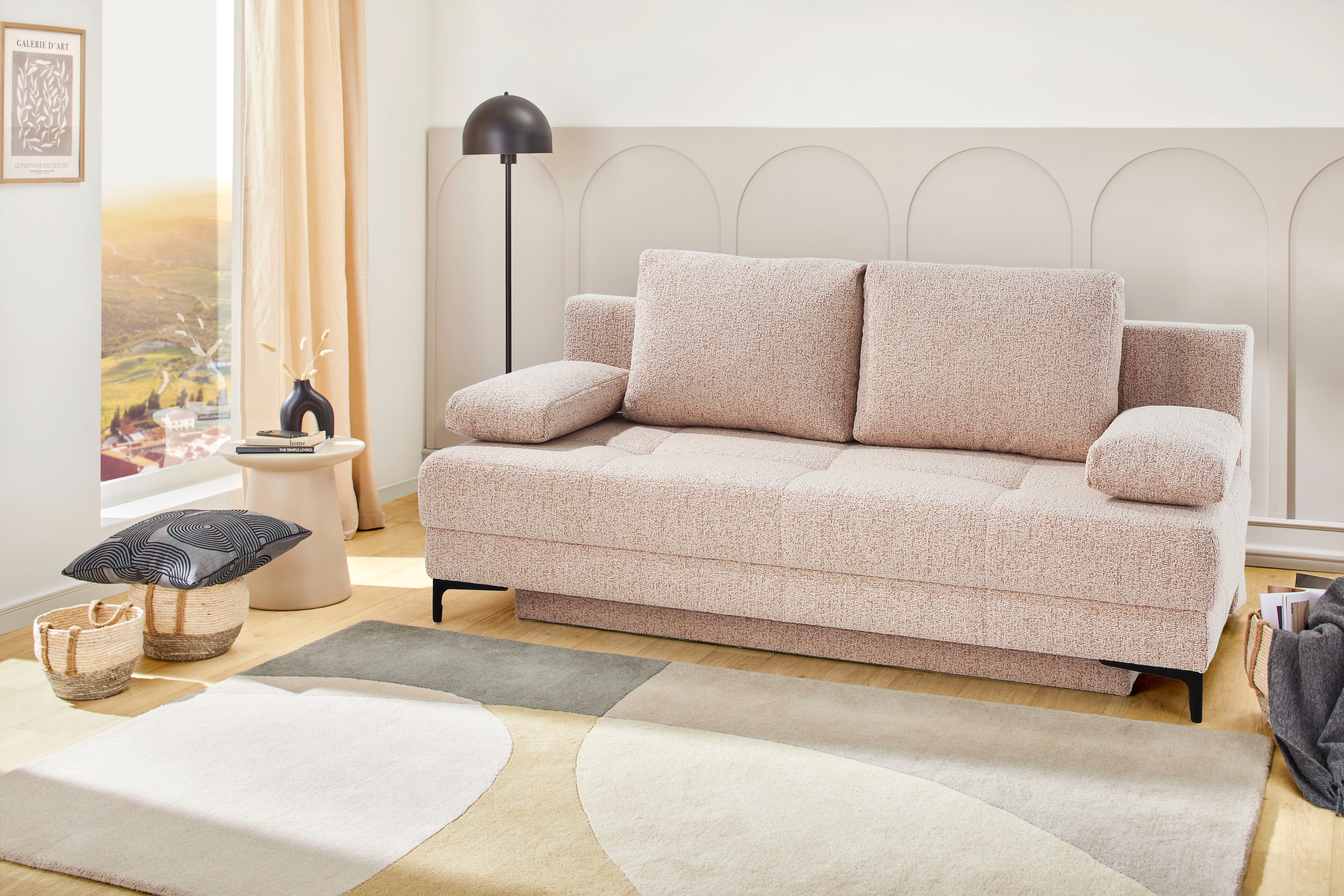 Jockenhöfer Gruppe "Felix, B: 205 cm, Liegefl. 155x201 cm, Dauerschlafsofa, inkl. Topper" inklusive Schlaffunktion und Bettkasten, Federkernpolsterung