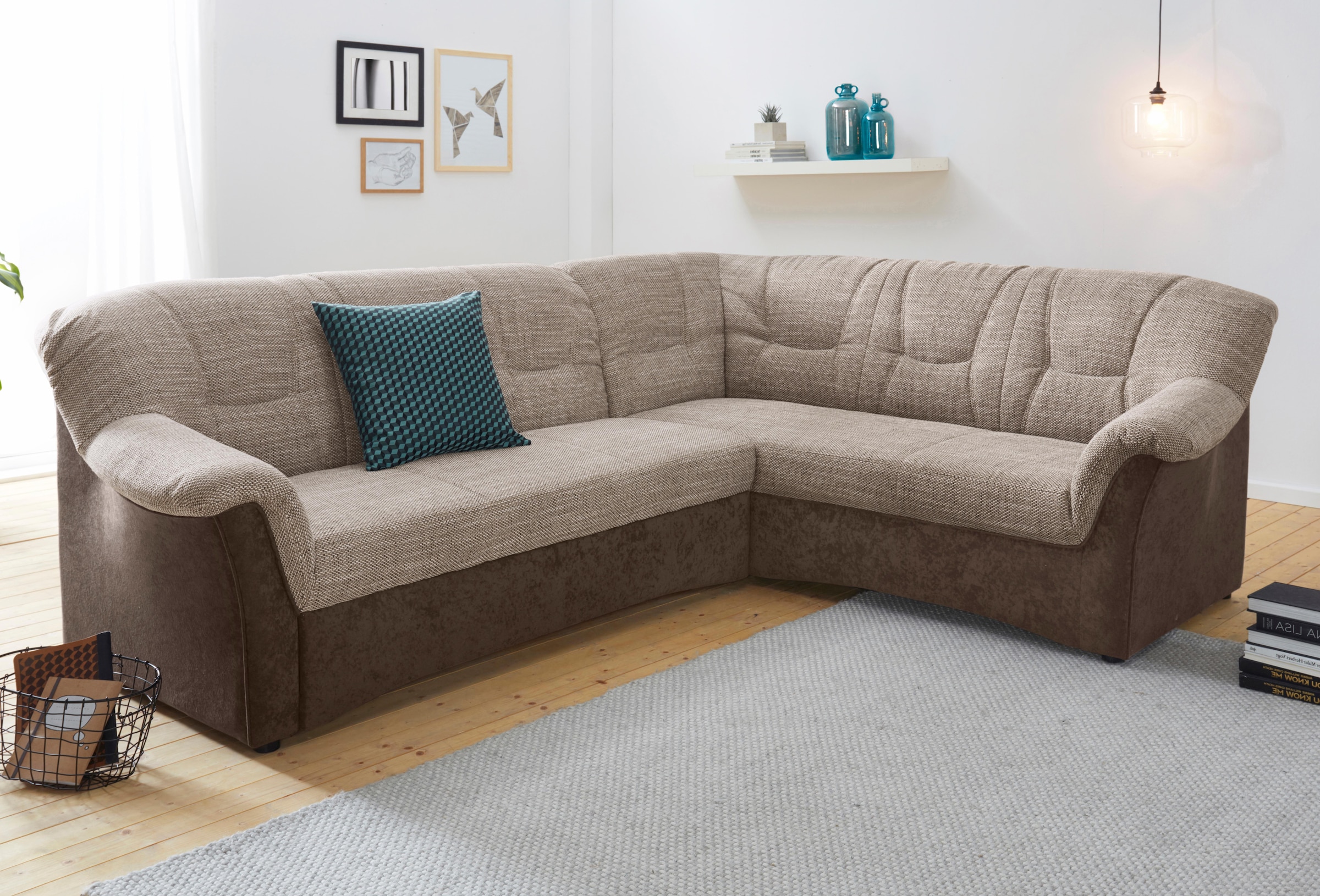 DOMO collection 1100000002199 "SARAFINA 240x190 cm, auch mit Federkern für mehr Sitzkomfort" whlw. mit Bettfunktion, elegantes Design, L-Form