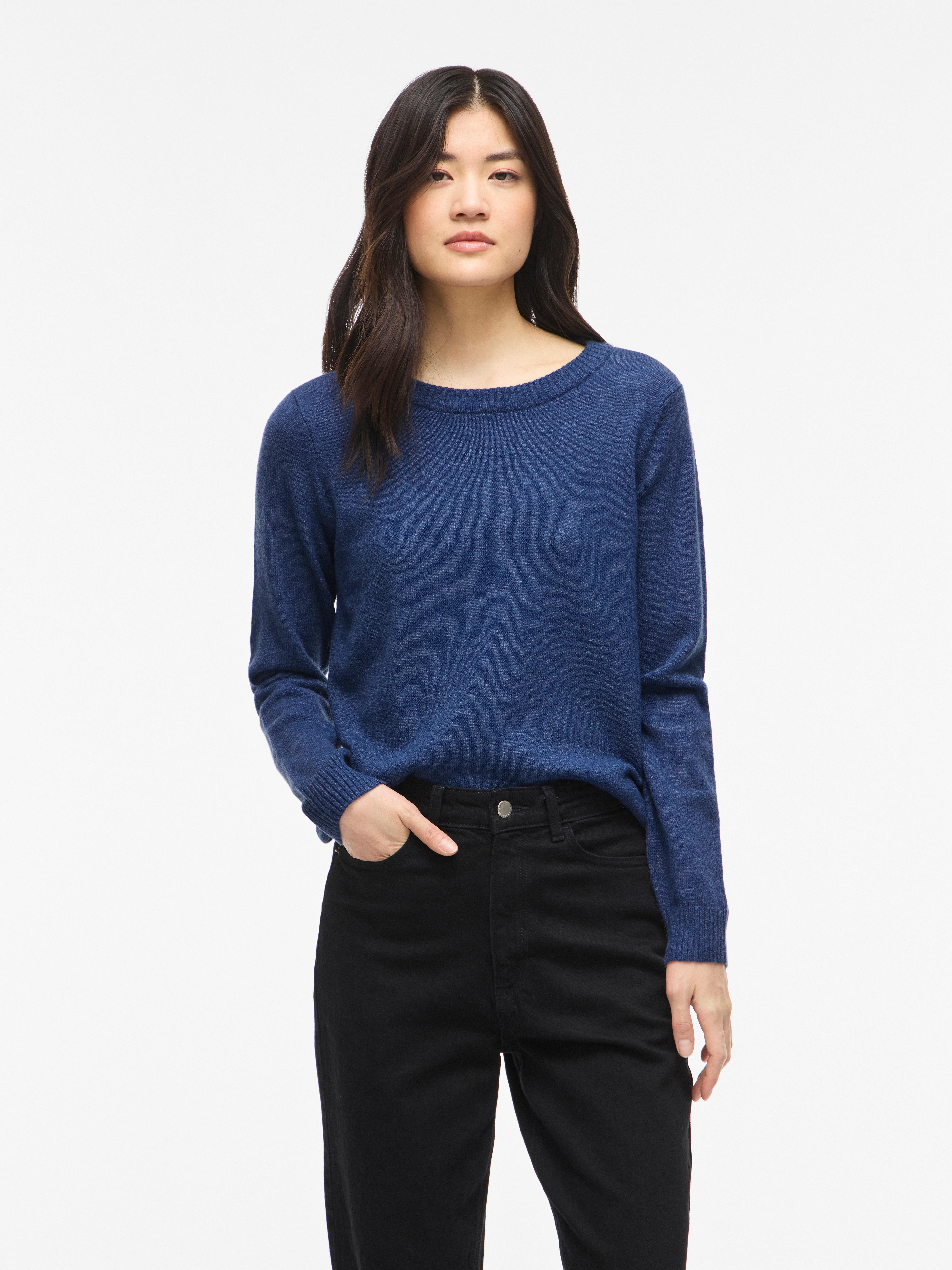 Vila Rundhalspullover "VIRIL O-NECK L/S KNIT TOP - NOOS" Viskosemischung, regular fit