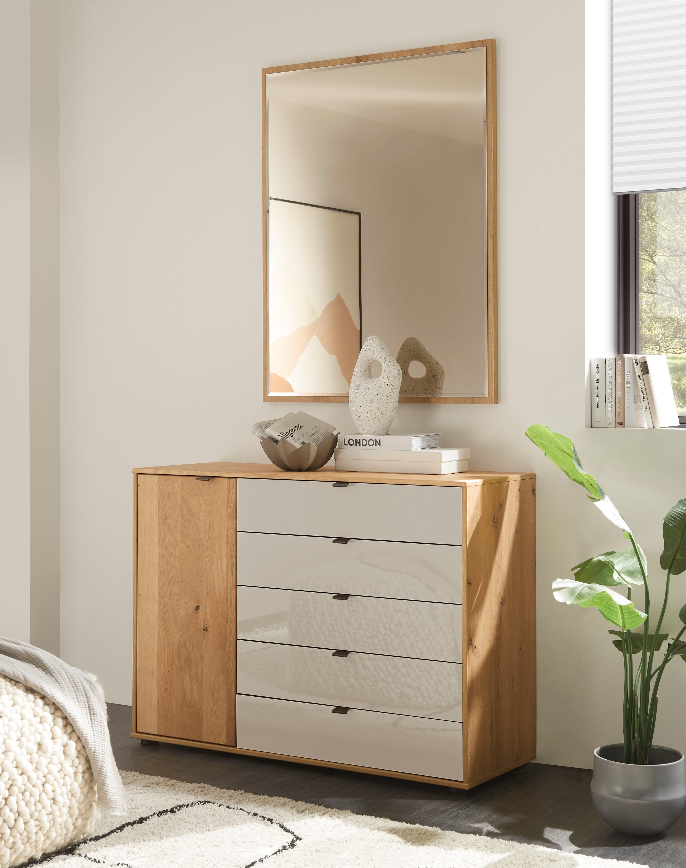 WIEMANN Kombikommode "Cardiff Sideboard, Wäscheschrank, teilmassiv Bianco-E günstig online kaufen