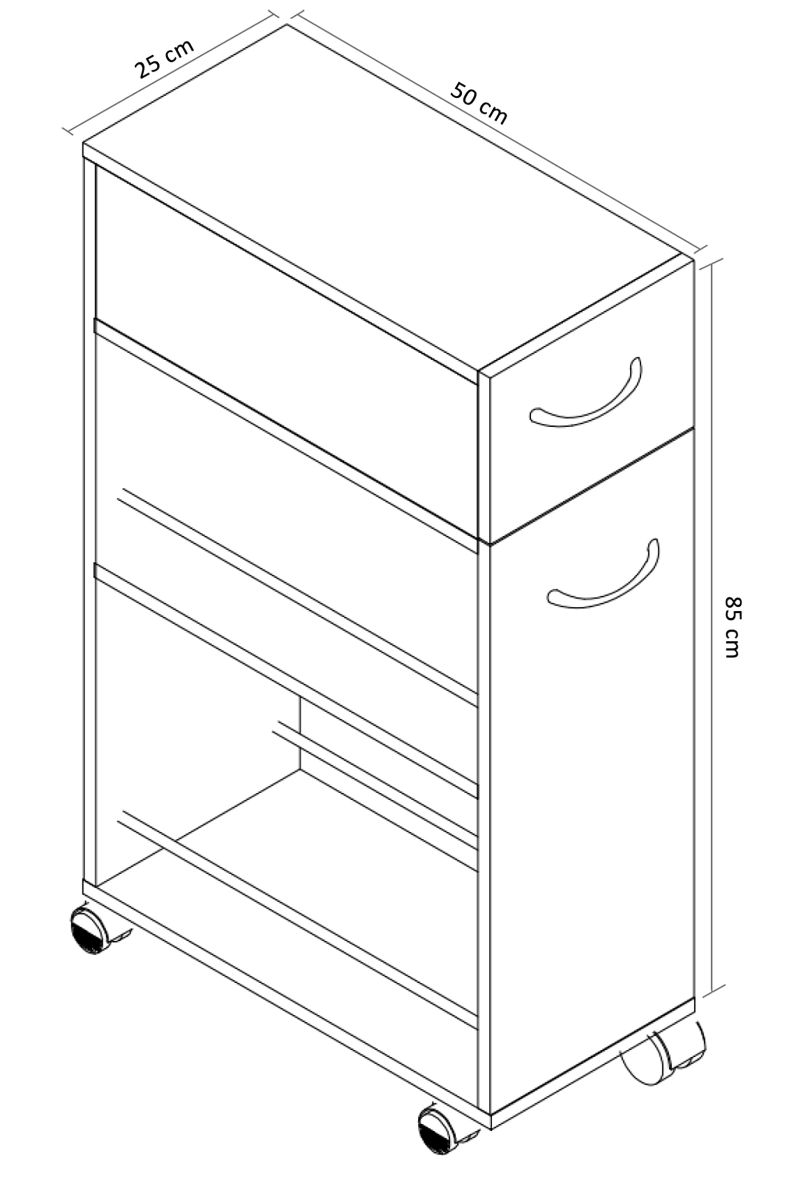 VCM Rollwagen »Tusal«, Küchenwagen | Maße Küchenregal ca. H. 85 x B. 25 x T. 50 cm | ausreichend Stauraum und Schublade