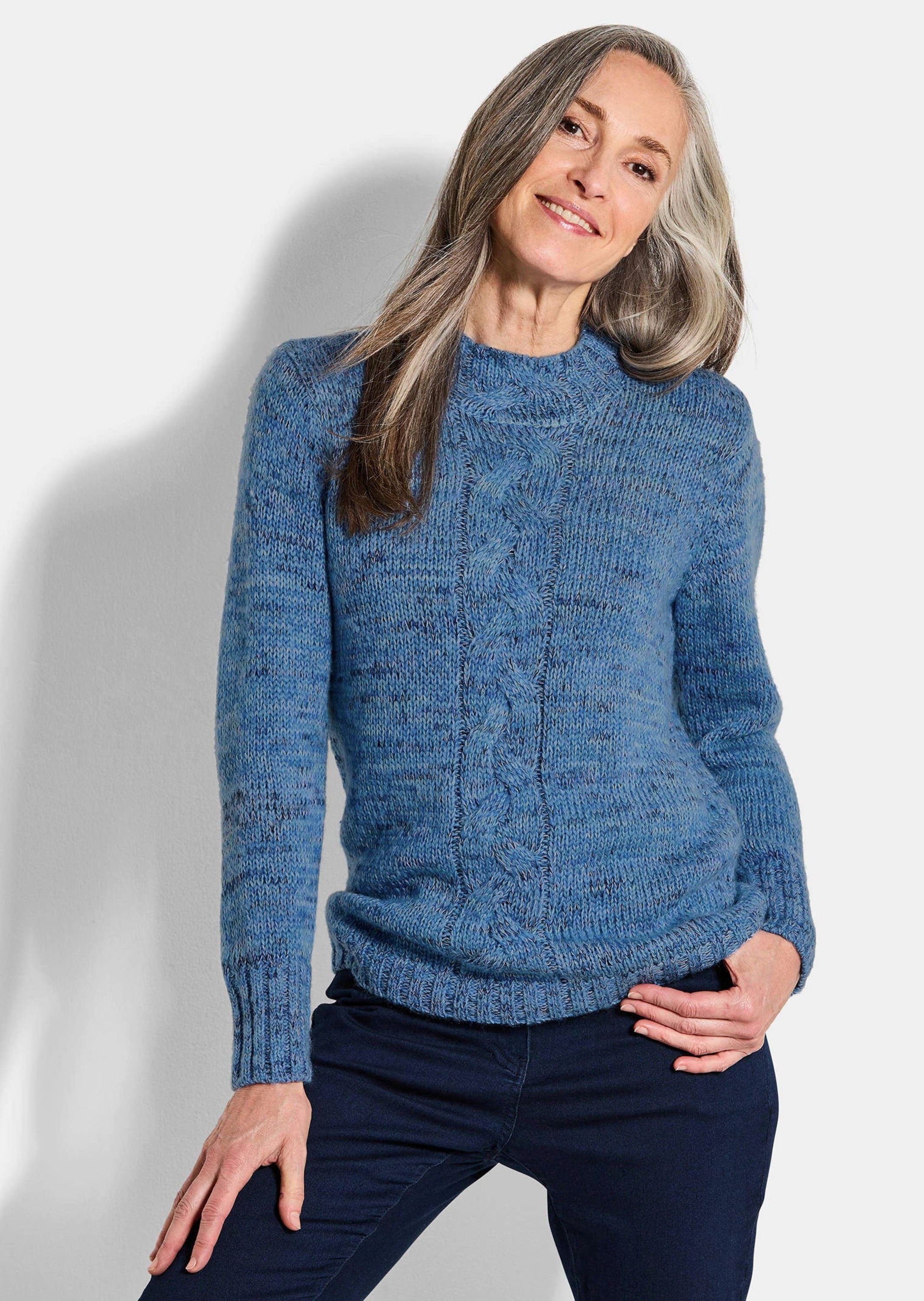 GOLDNER Rundhalspullover »Strickpullover mit Zopfstrick«