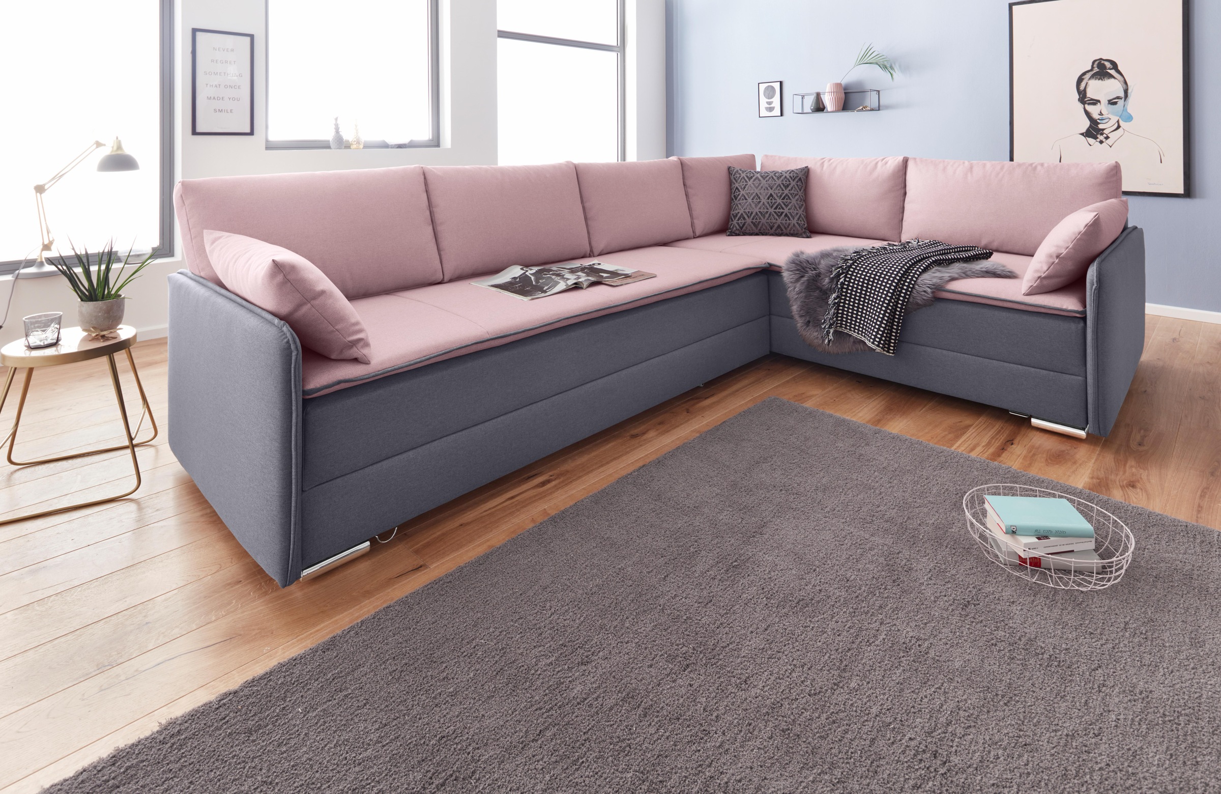 INOSIGN Ecksofa »Dream L-Form«, mit Federkern, mit Bettfunktion und Bettkasten