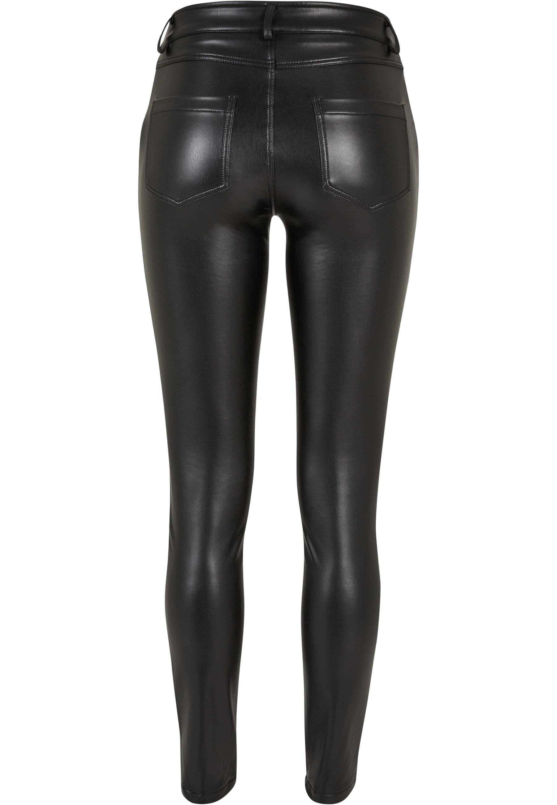 URBAN CLASSICS Stoffhose »Urban Classics Damen Ladies Mid Waist Synthetic Leather Pants«, (1 tlg.)