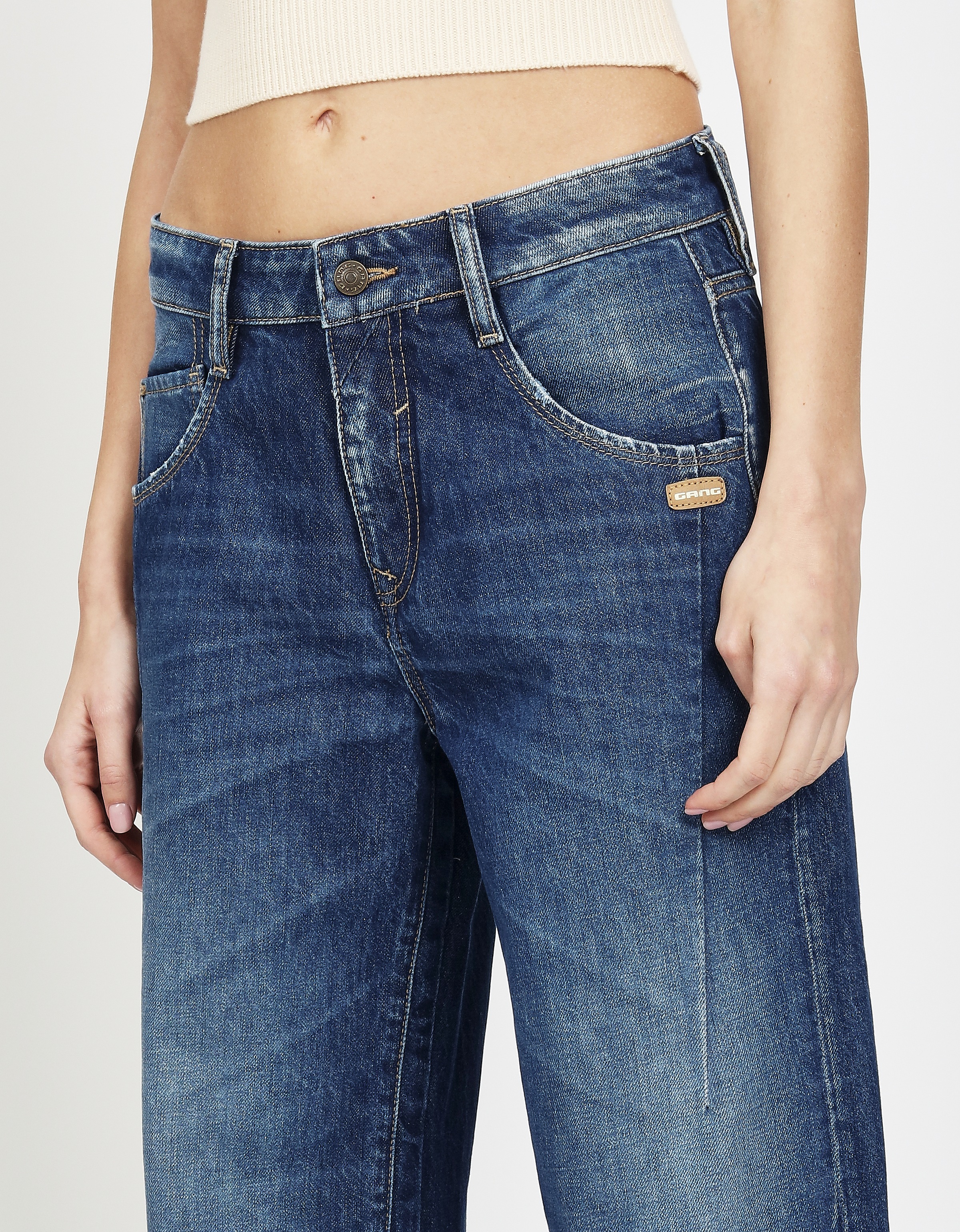 Thumbnail - GANG Loose-fit-Jeans "94CLAIRE" mit Bindegürtel und Naht am Oberschenkel, Baggy Fit