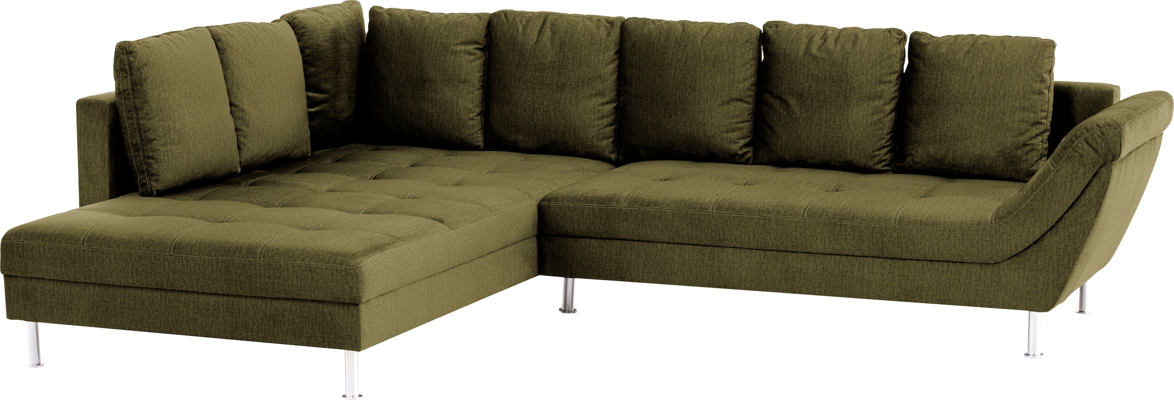 exxpo - sofa fashion Ecksofa »Laconi, extravagantes Designsofa mit tollem Sitzkomfort, L-Form«, in hochwertiger Detailverarbeitung, bequeme Armlehne, hoher Fuß