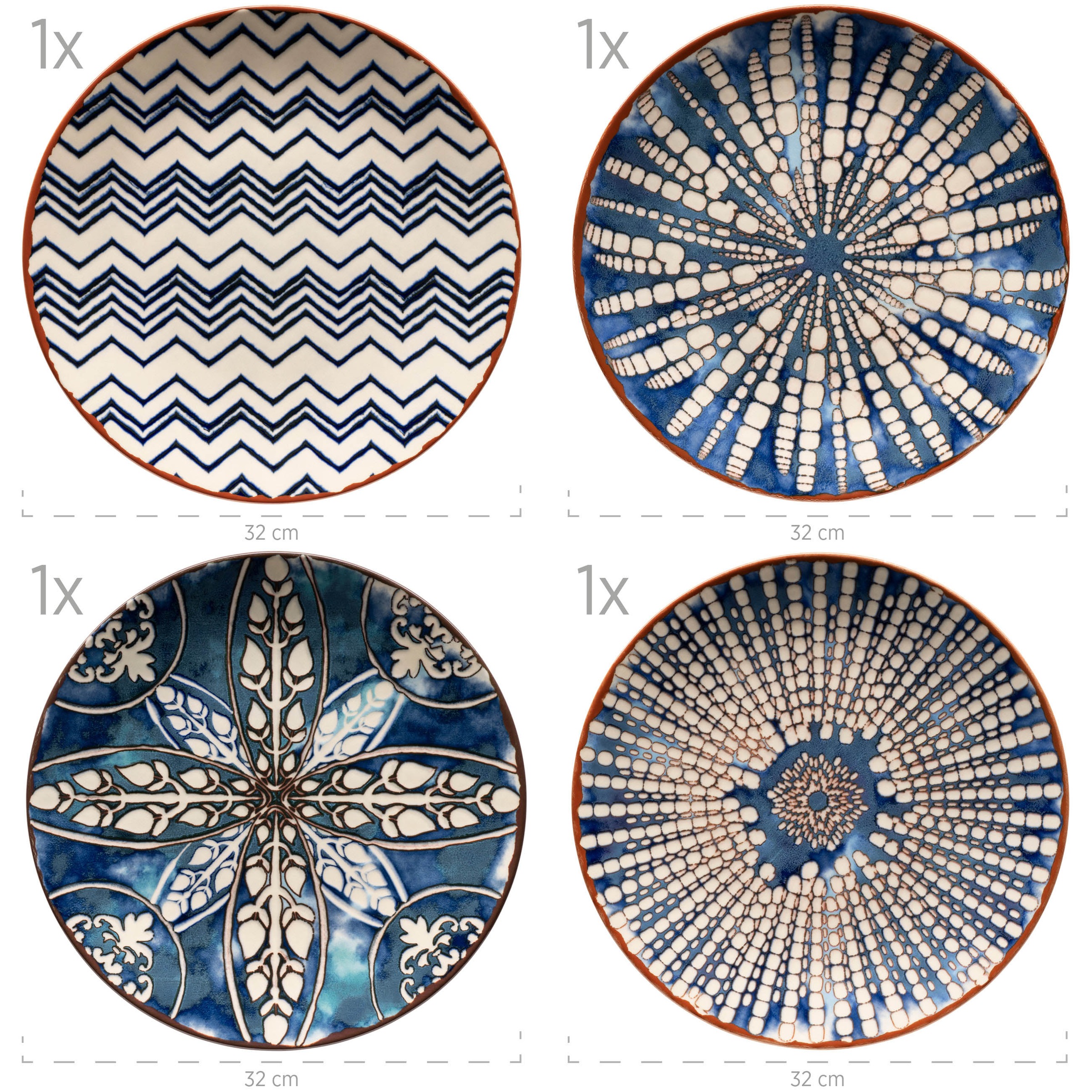 MÄSER Platzteller »Platzteller-Set Iberico Blue, Steinzeug«