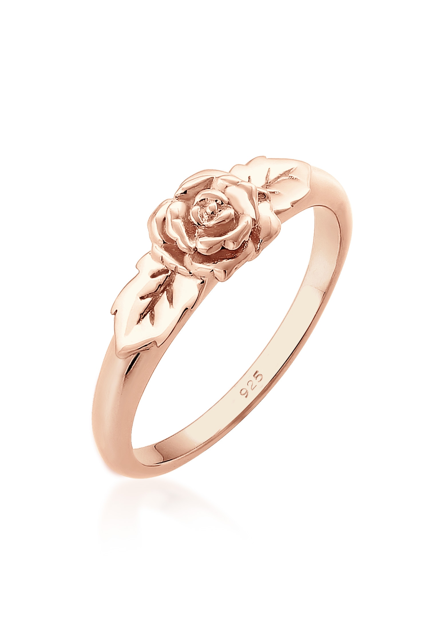 Fingerring ELLI "Rosenblüte Blume Vintage Look Trend 925 Silber" Gr. 58, rosa (rosegold), Fingerringe, Damen, 58mm, ohne Stein, Silber 925 (Sterlingsilber), 3mm, Fingerring