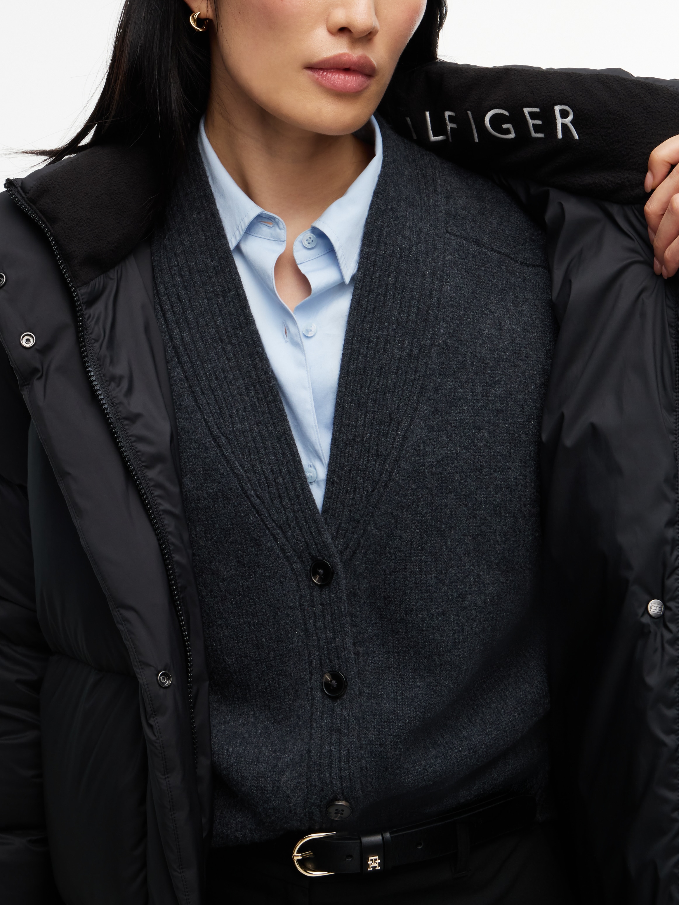 Tommy Hilfiger Steppmantel »DOWN MAXI MODERN COAT« Kunstfaser, Kapuze