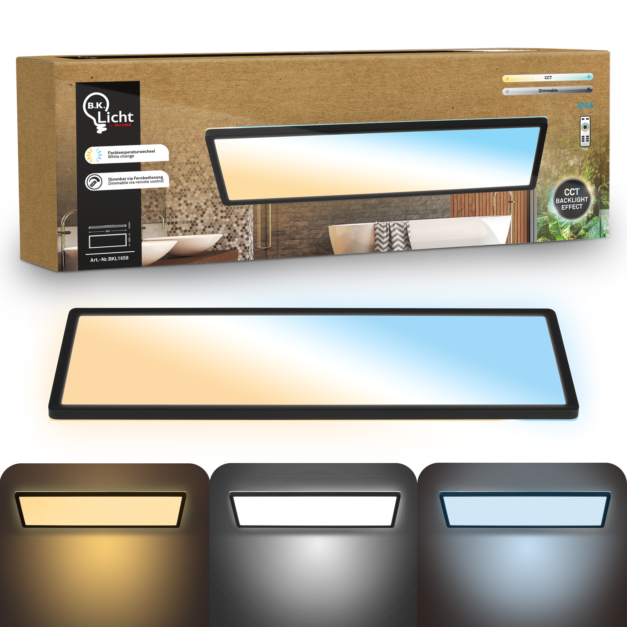 B.K.Licht LED Panel »SHALLOW« LED-Board 1 Stk. Neutralweiß 58x20x3 cm, Badlampe, Badezimmer, Küche, Wohnzimmer