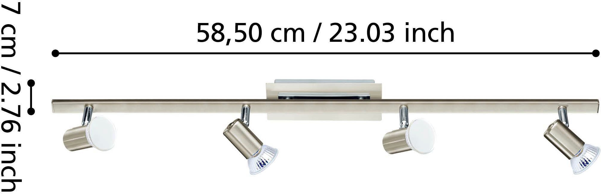 EGLO Deckenleuchte »Rottelo Deckenlampe, Metall, GU10, Deckenstrahler, Furlampe, Lampe« GU10 1 Stk. Spot - L78 x B7 cm - nickel-matt, chrom - 4X4,6W inkl.