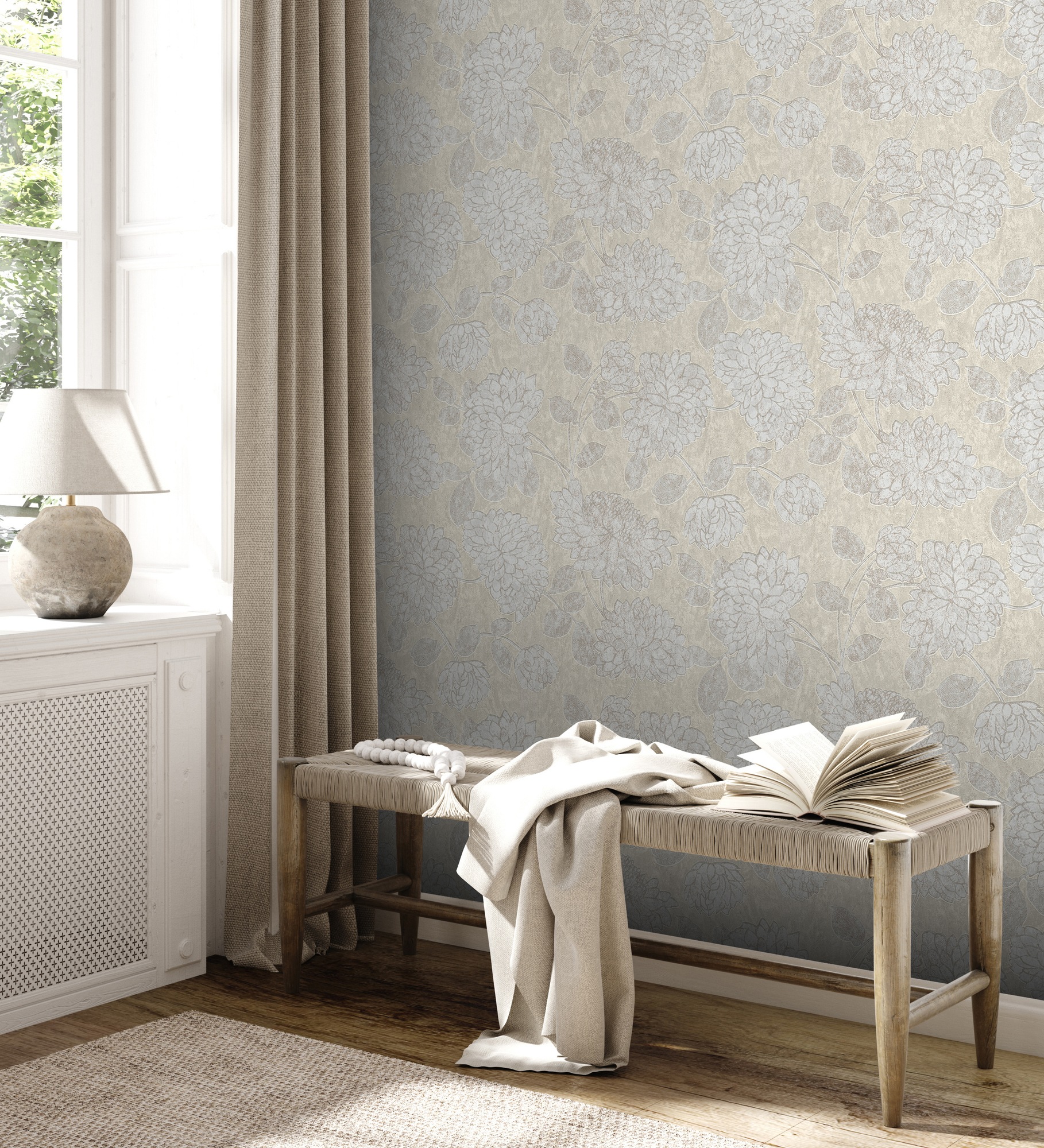 A.S. Création Vliestapete »Attractive 2 Blumentapete«, leicht glänzend-gemustert-abstrakt, Floral Blumentapete glatt Tapeten Wohnzimmer Schlafzimmer Design Optik