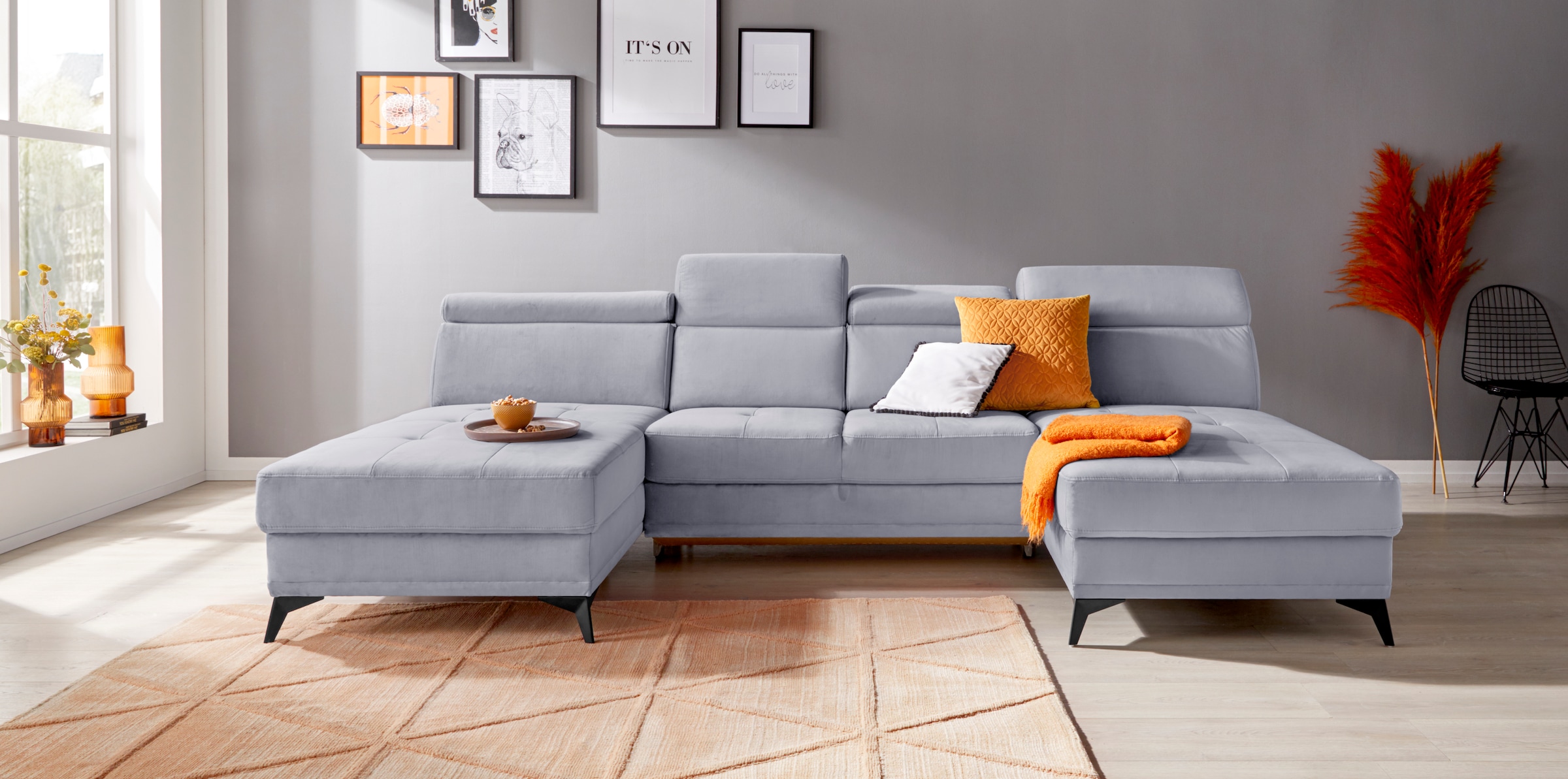 Home affaire Wohnlandschaft "Cardiz U-Form" inkl.Kopfteilverstellung und Fe günstig online kaufen